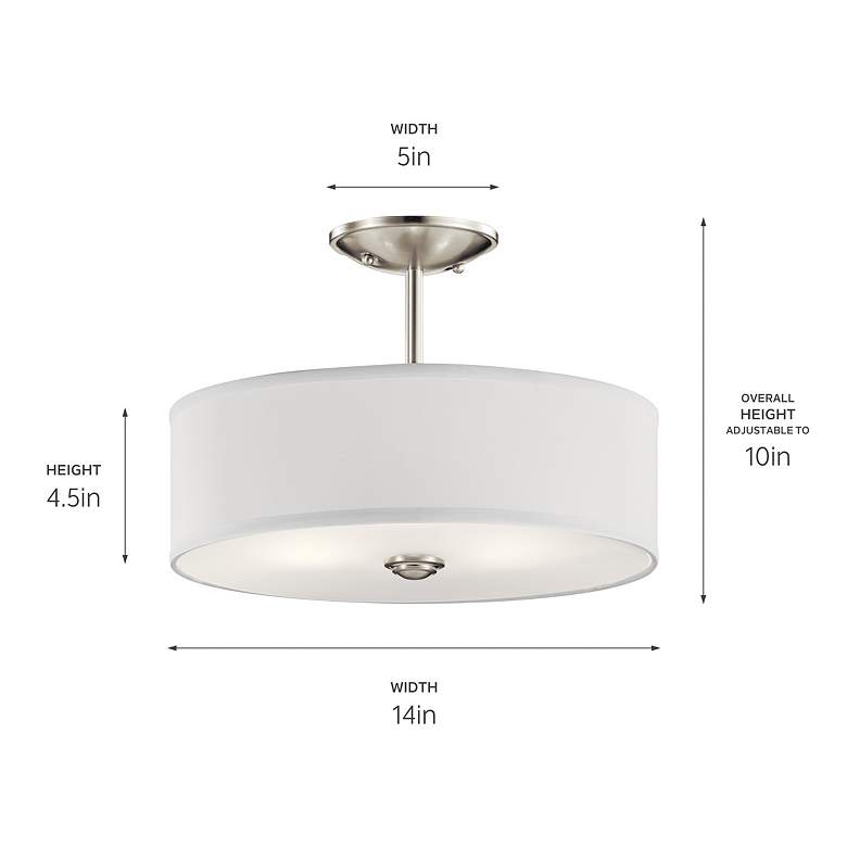 Image 2 Kichler Shailene&#8482; 14 inch Wide Brushed Nickel Drum Ceiling Light more views