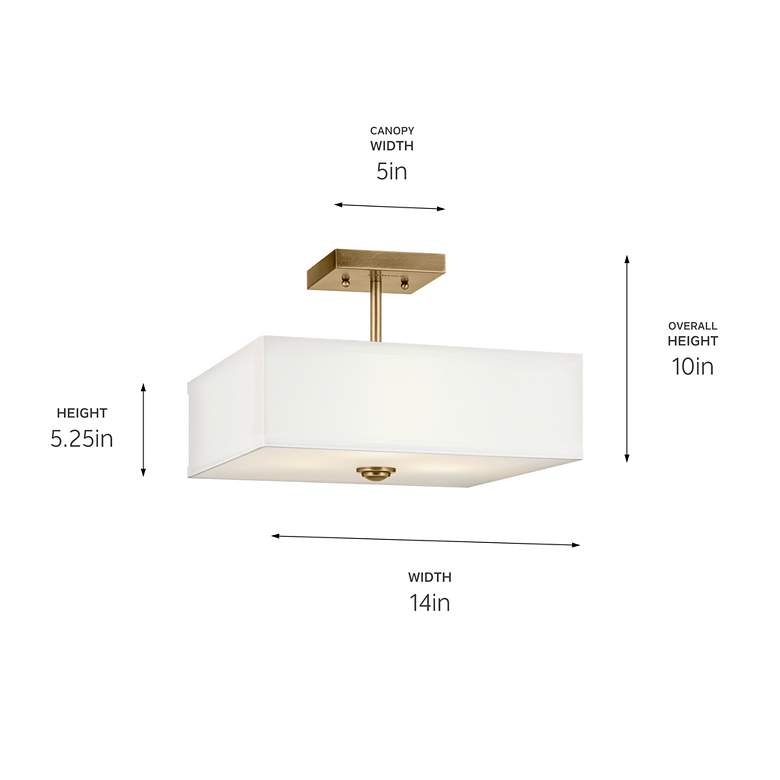 Image 5 Kichler Shailene 14" Wide Natural Brass Square Ceiling Light more views
