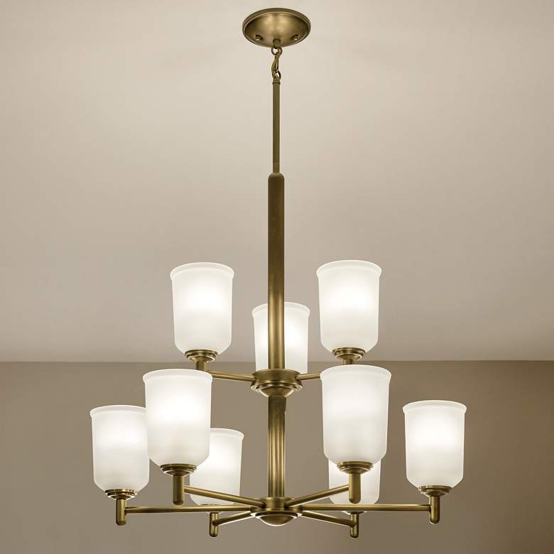 Image 1 Kichler Shailene 26 1/2" Wide 9-Light Natural Brass Tiered Chandelier