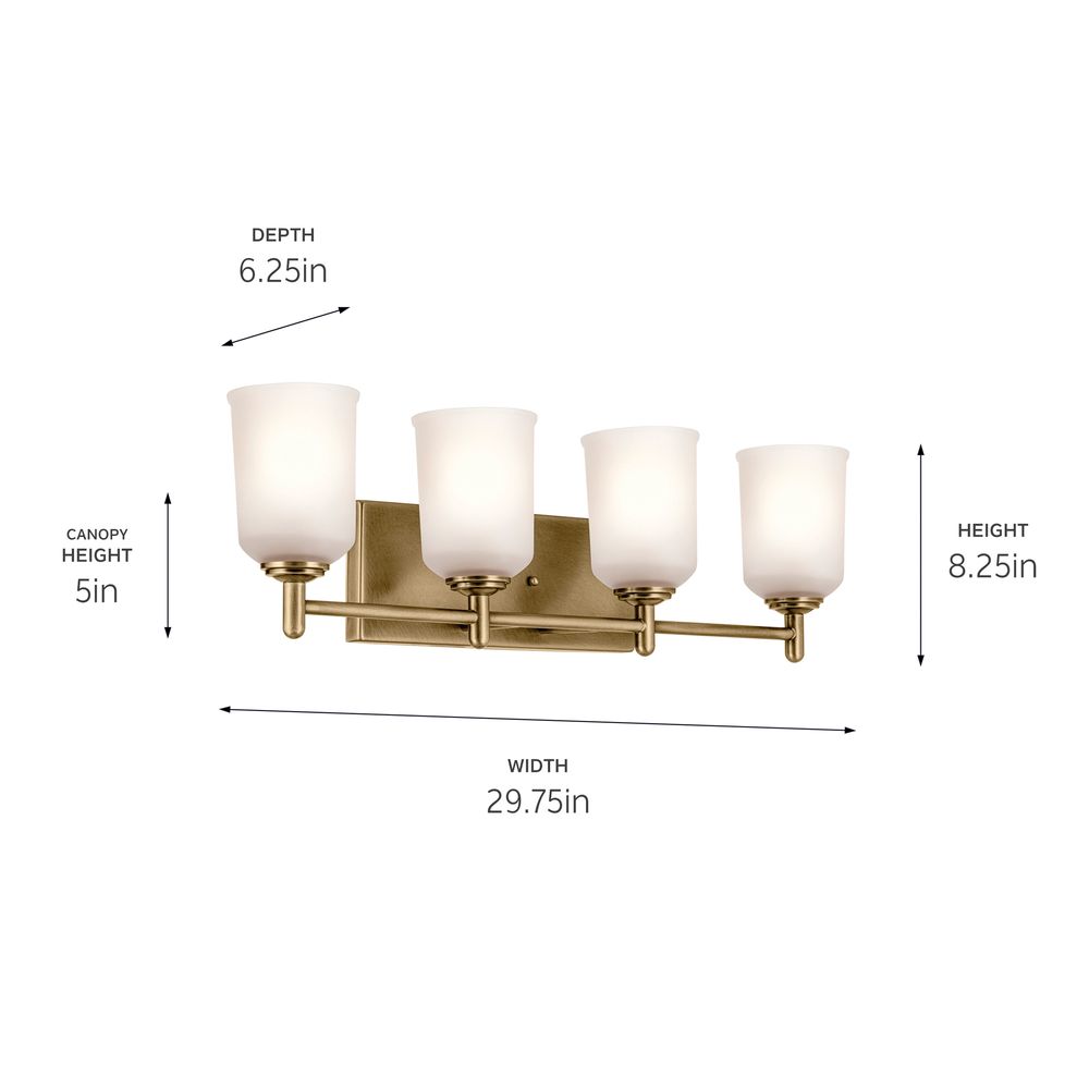 Image 6 Kichler Shailene 29 3/4"W Natural Brass 4-Light Bath Light more views