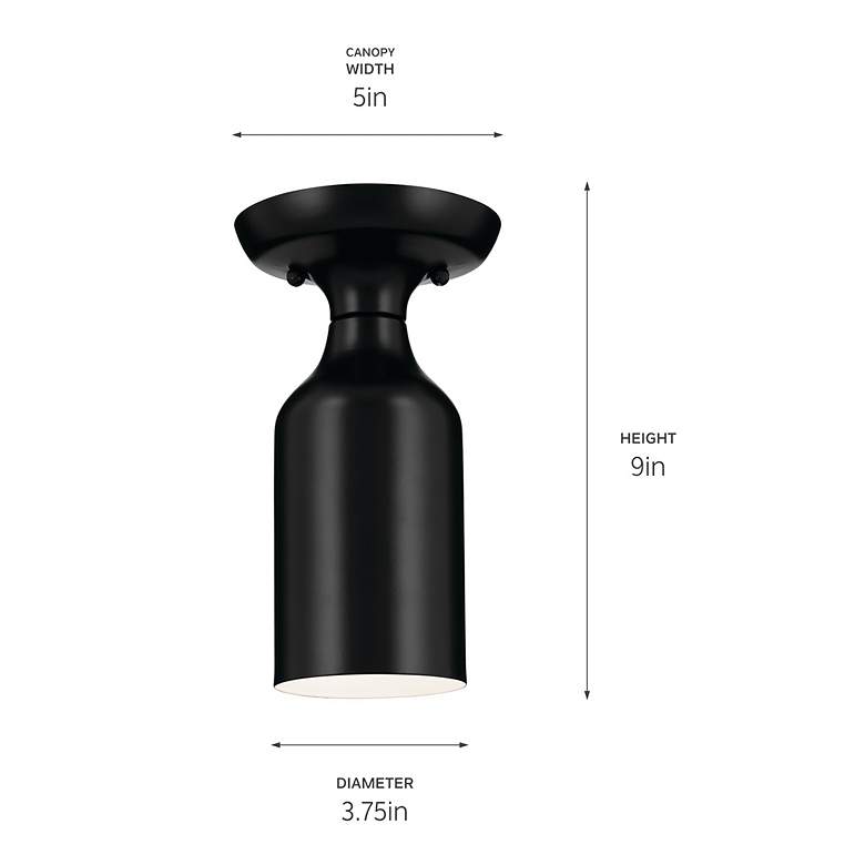 Image 4 Kichler Sisu 9 Inch 1 Light Semi Flush in Black more views