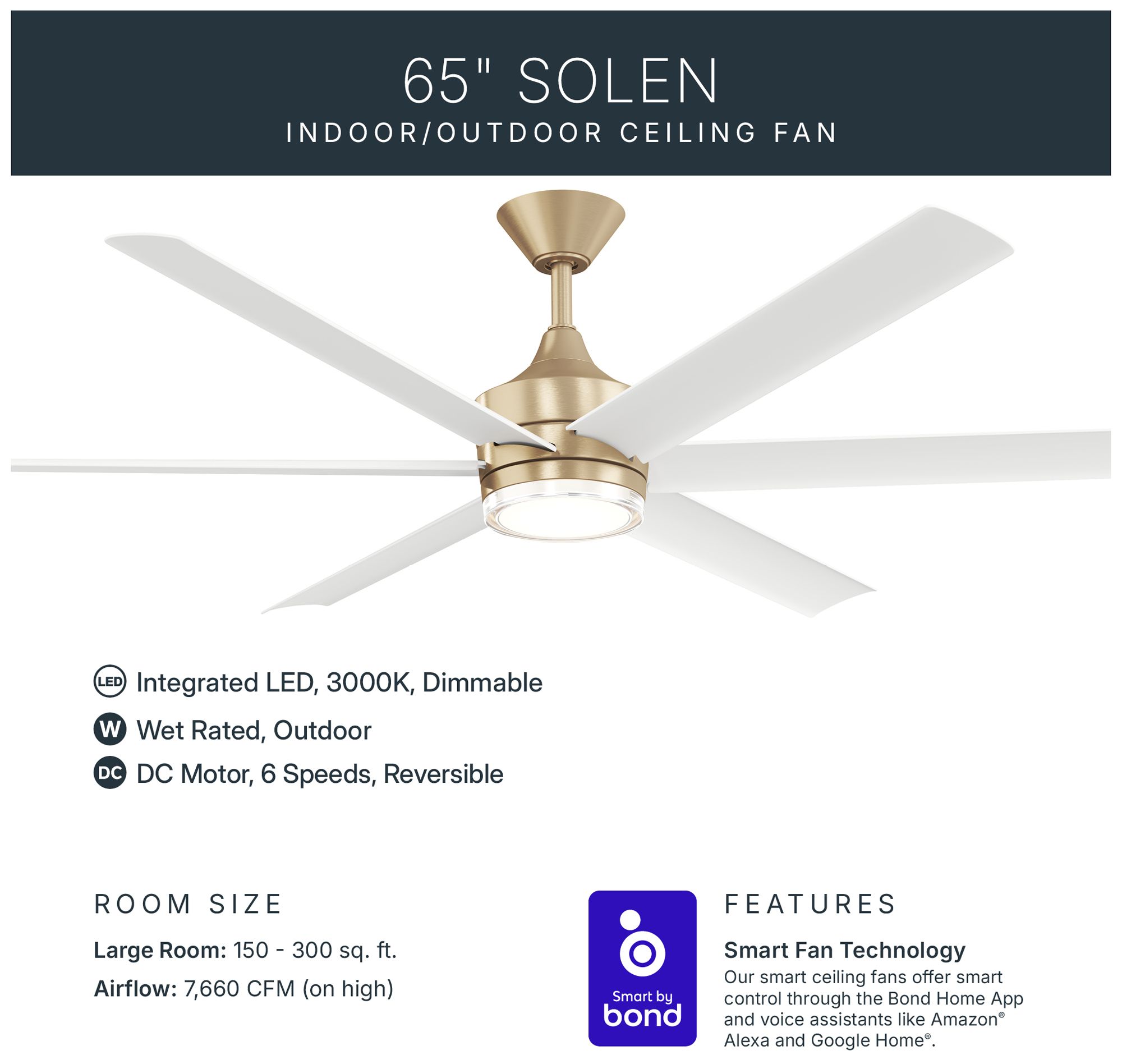 Image 4 Kichler Solen 6 Blade 65" Ceiling Fan Ch more views