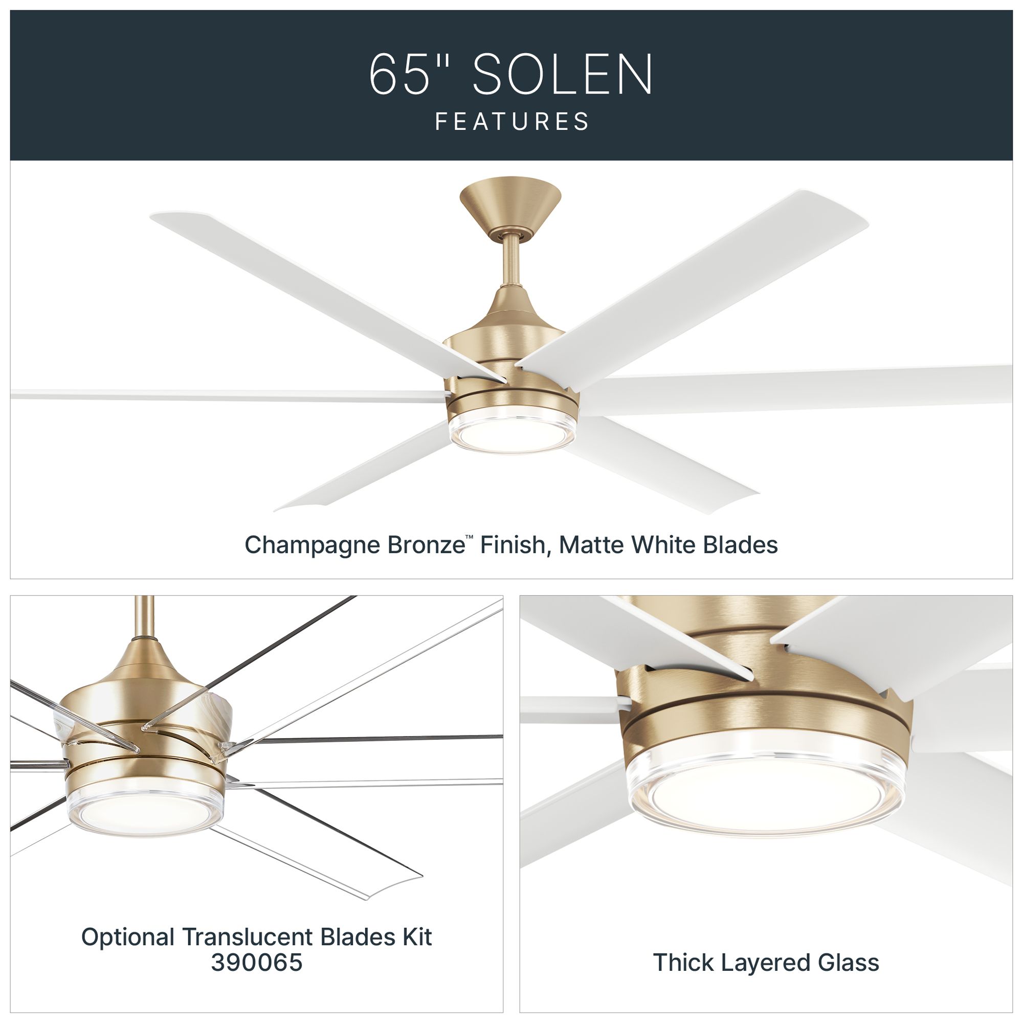 Image 5 Kichler Solen 6 Blade 65" Ceiling Fan Ch more views
