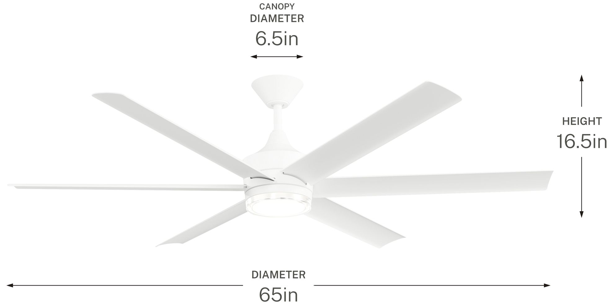 Kichler Solen 6 Blade 65" Ceiling Fan Matte White Matte White Blades