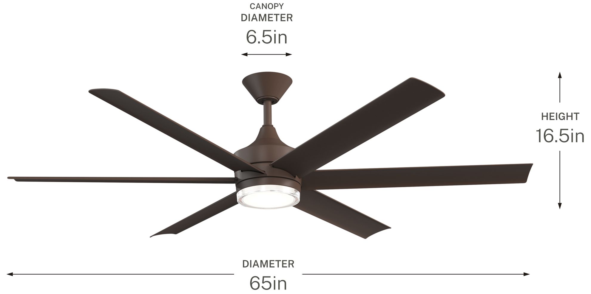Kichler Solen 6 Blade 65" Ceiling Fan Satin Natural Bronze SNB Blades