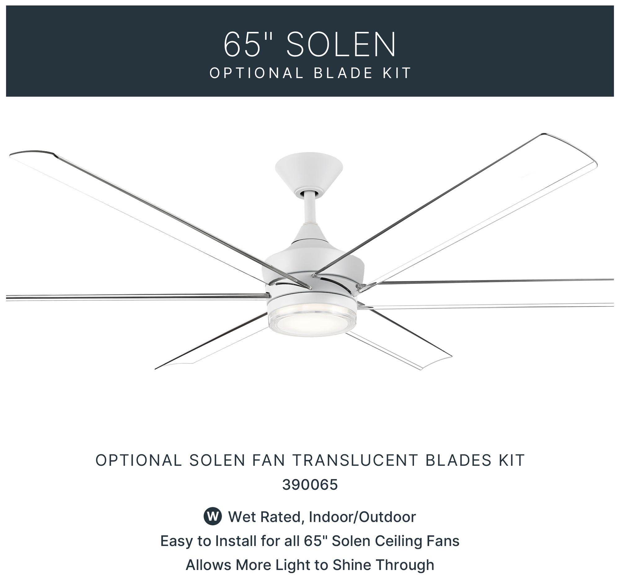 Image 2 Kichler Solen 6 Blade 65" Ceiling Fan Translucent Blade Set more views