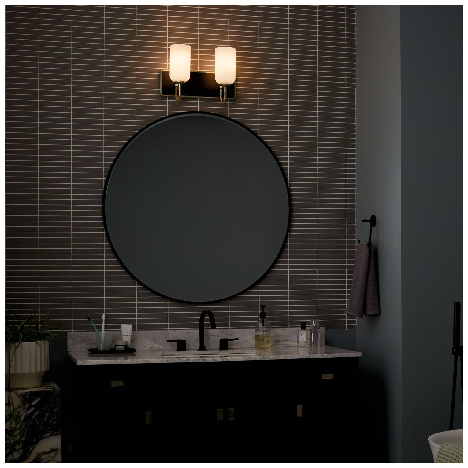 Image 7 Kichler Solia 14.25 Inch 2 Light Vanity  Champagne Bronze with Black more views