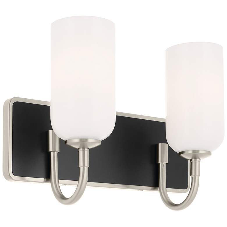 Image 2 Kichler Solia 14.25 Inch 2 Light Vanity in Brushed Nickel with Black