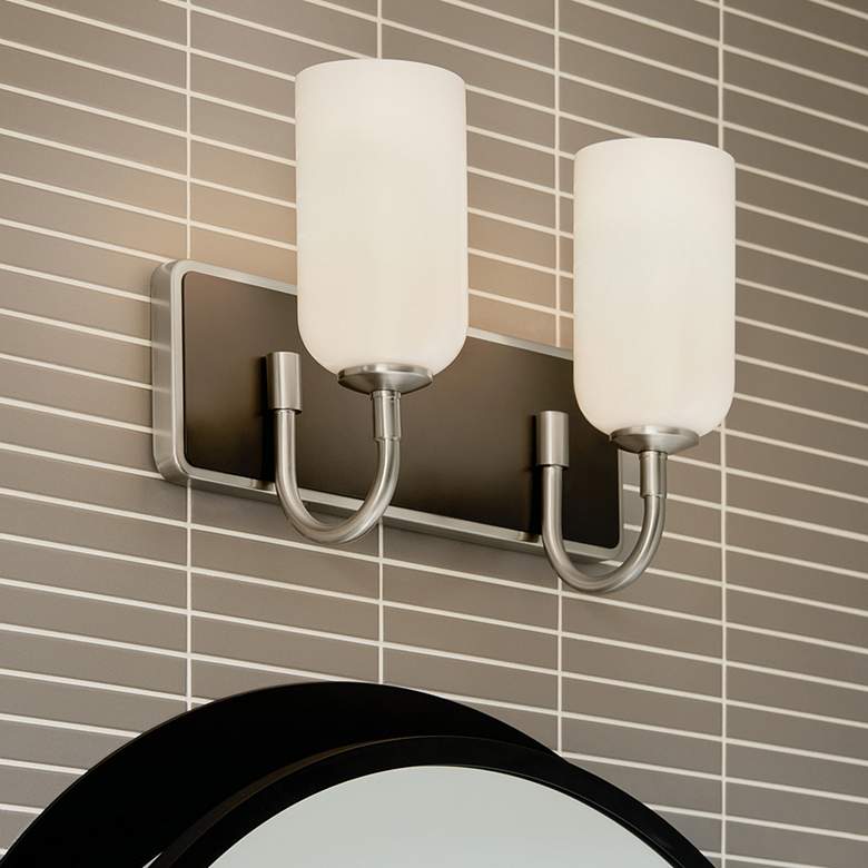 Image 1 Kichler Solia 14.25 Inch 2 Light Vanity in Brushed Nickel with Black