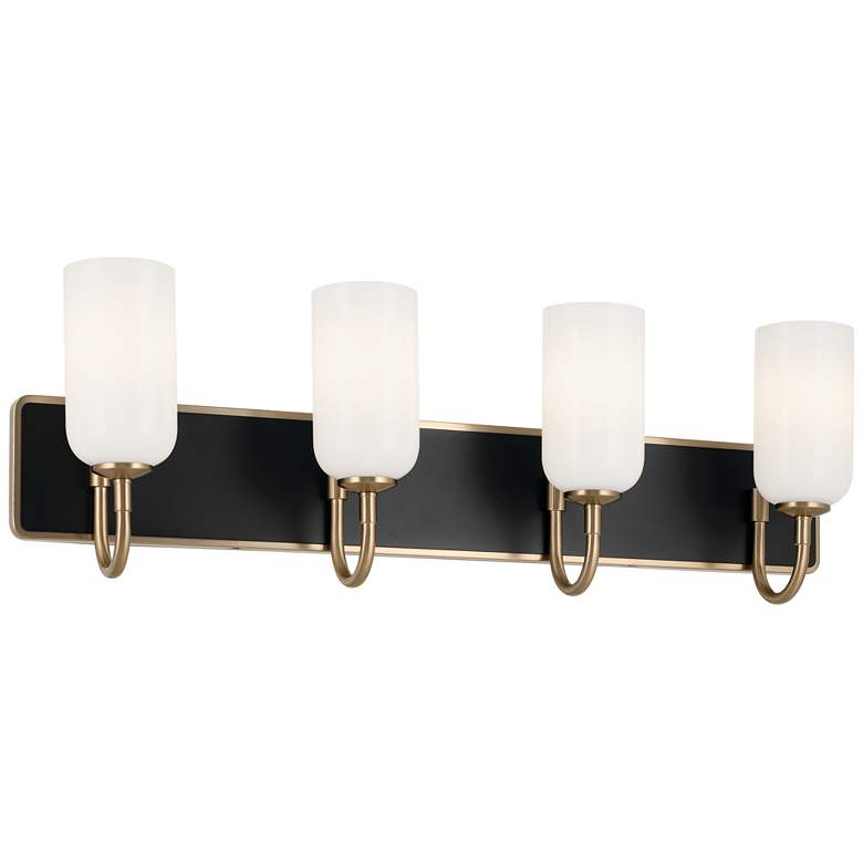 Image 1 Kichler Solia 32"W Champagne Bronze Black 4-Light Bath Light