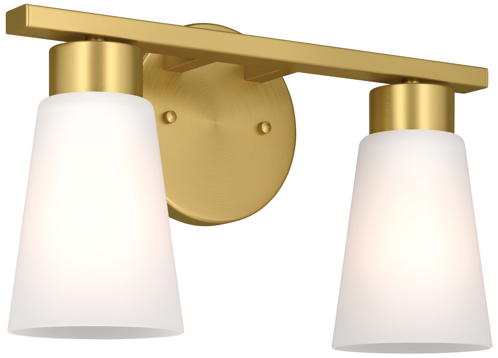 Kichler Stamos 13.25" 2-Light Brushed Gold Vanity Light Satin Etched Glass