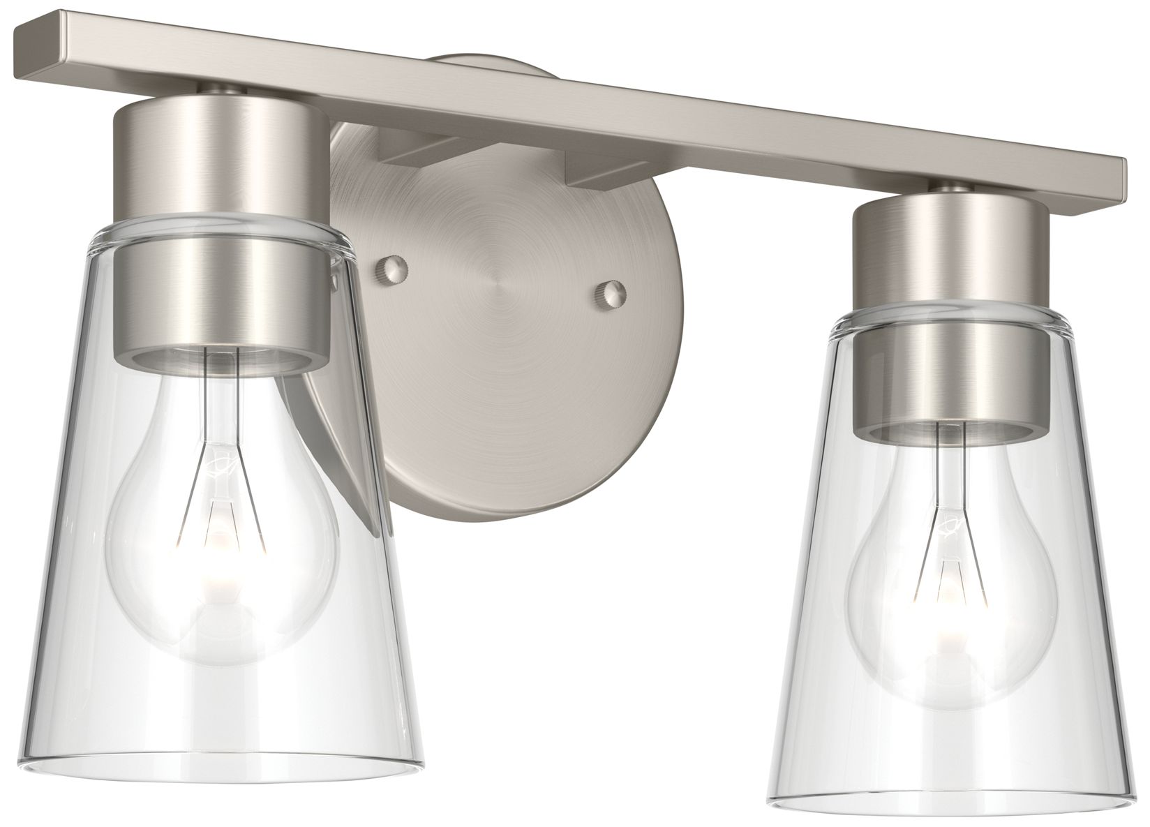 Kichler Stamos 13.25" 2-Light Brushed Nickle Vanity Light with Clear Glass