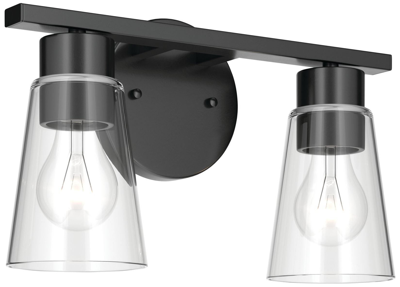 Kichler Stamos 13.25" 2-Light Vanity Light with Clear Glass in Black