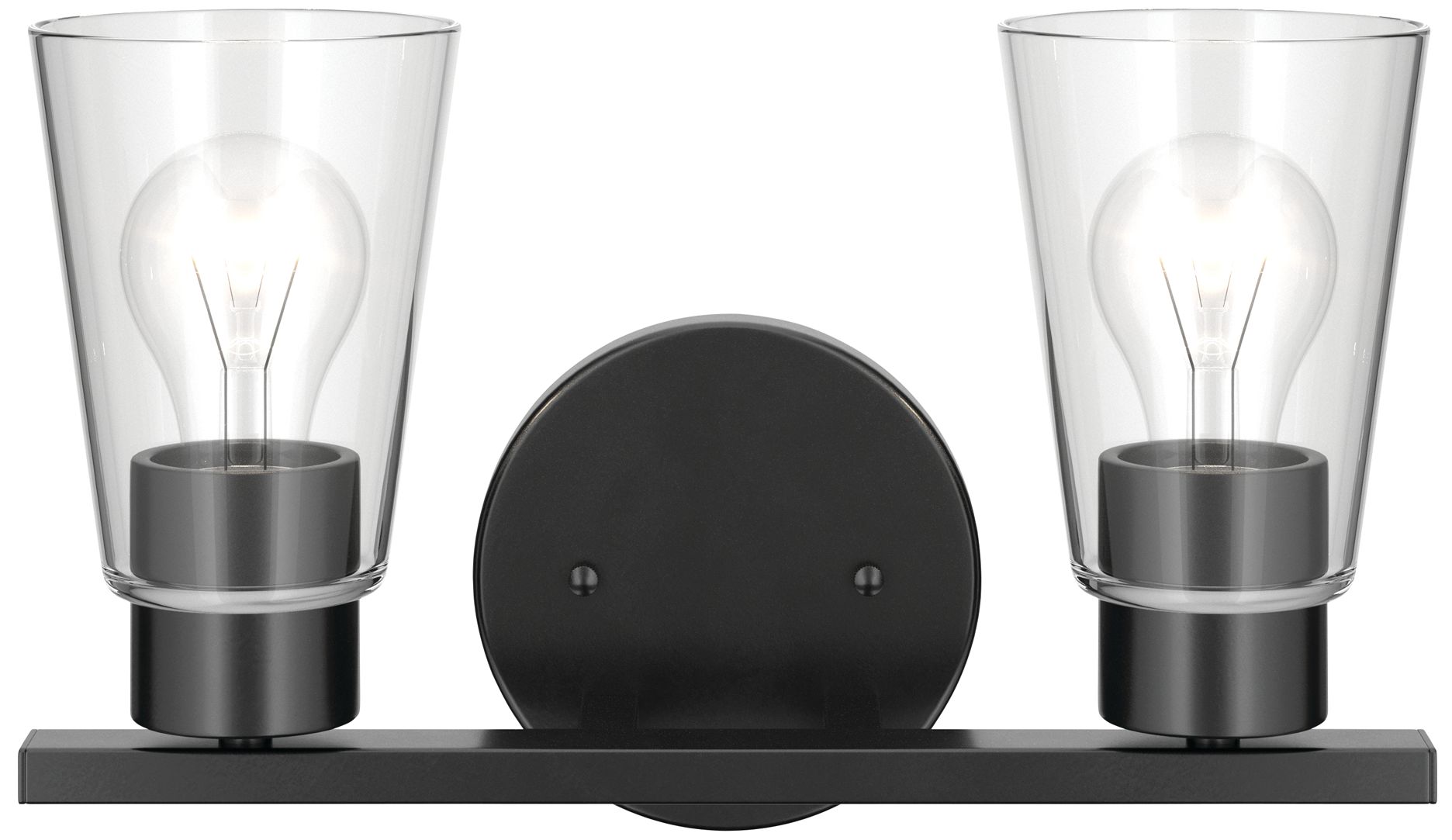 Image 3 Kichler Stamos 13.25" 2-Light Vanity Light with Clear Glass in Black more views