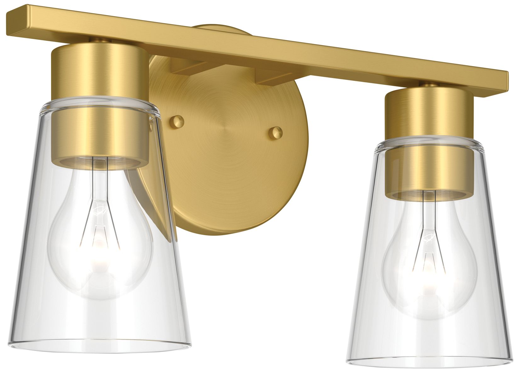 Kichler Stamos 13.25" 2-Light Vanity Light with Clear Glass in Brushed Gold
