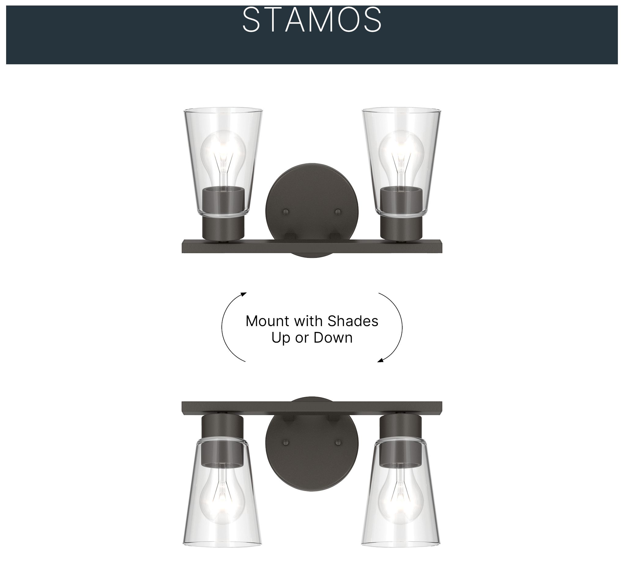 Image 5 Kichler Stamos 13.25" 2-Light Vanity Light with Clear Glass in Olde Bronze more views