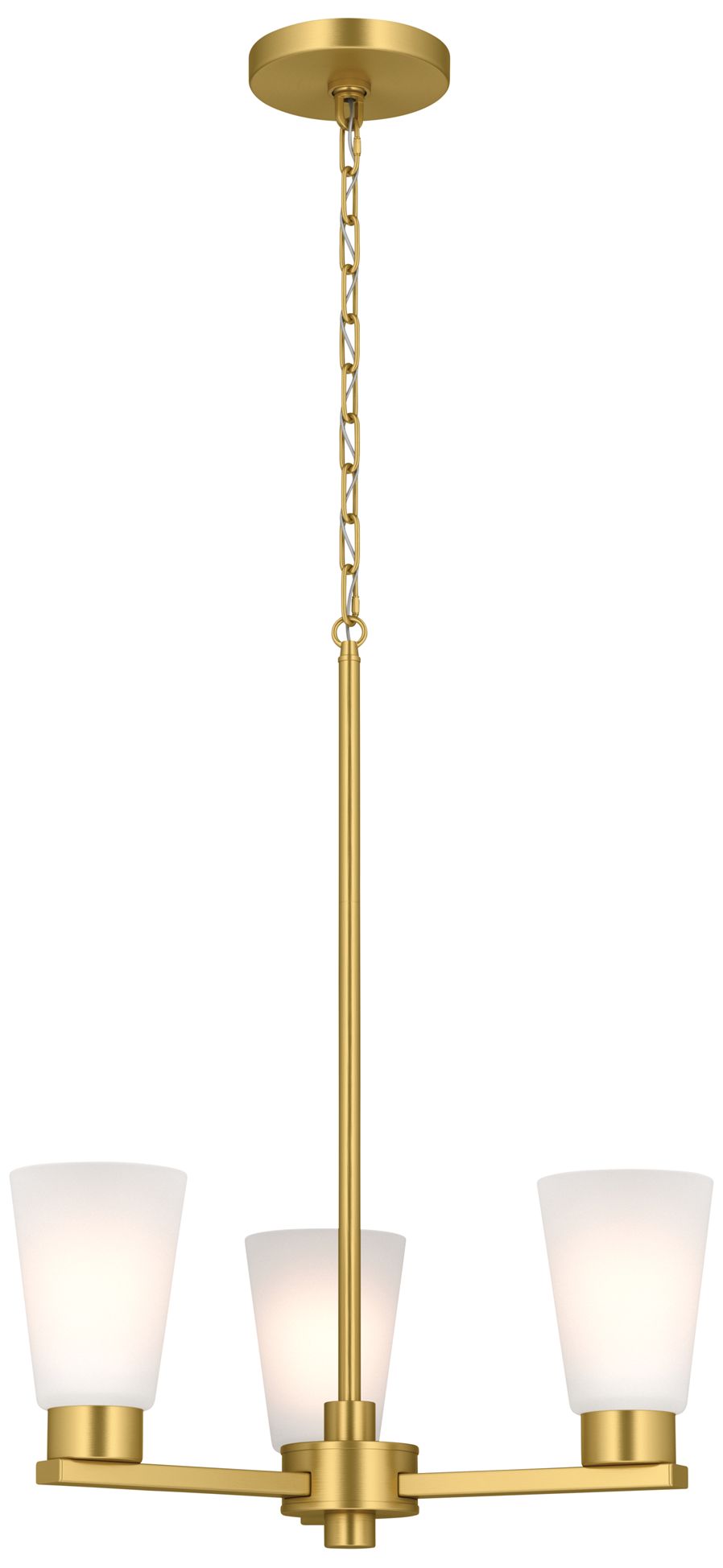 Kichler Stamos 18" 3-Light Brushed Gold Chandelier with Satin Etched Glass