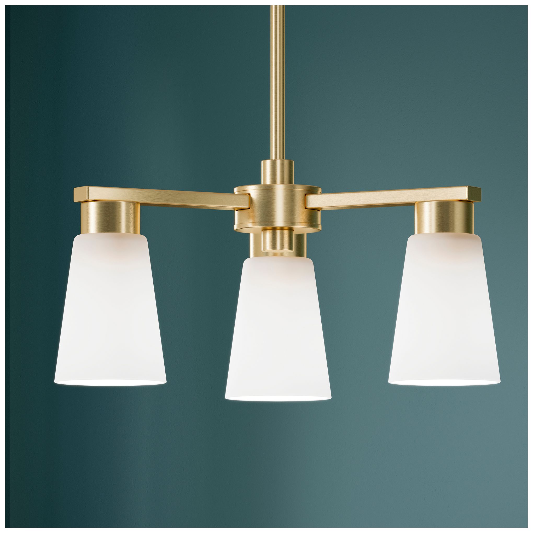 Image 2 Kichler Stamos 18" 3-Light Brushed Gold Chandelier with Satin Etched Glass more views