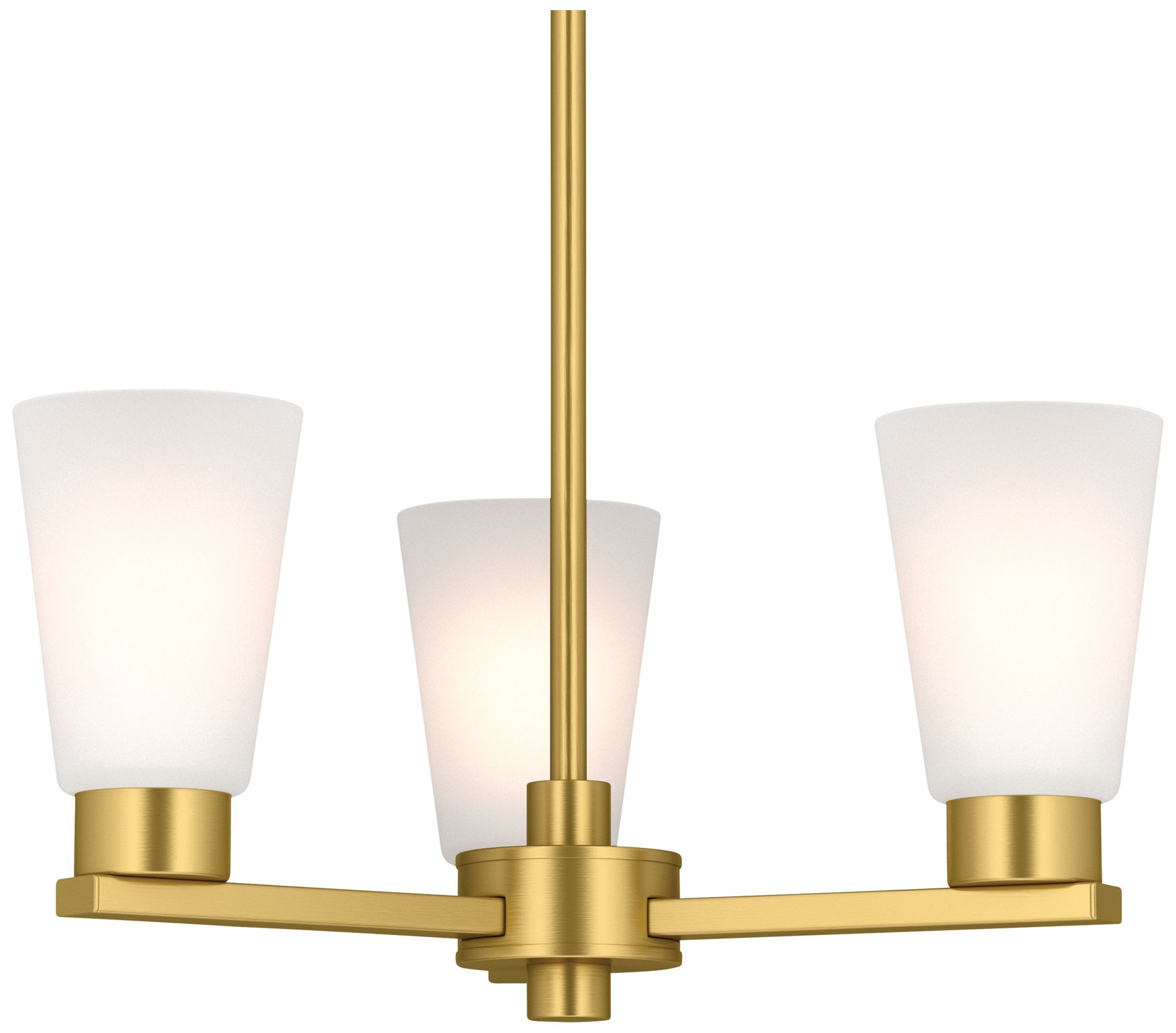 Image 7 Kichler Stamos 18" 3-Light Brushed Gold Chandelier with Satin Etched Glass more views