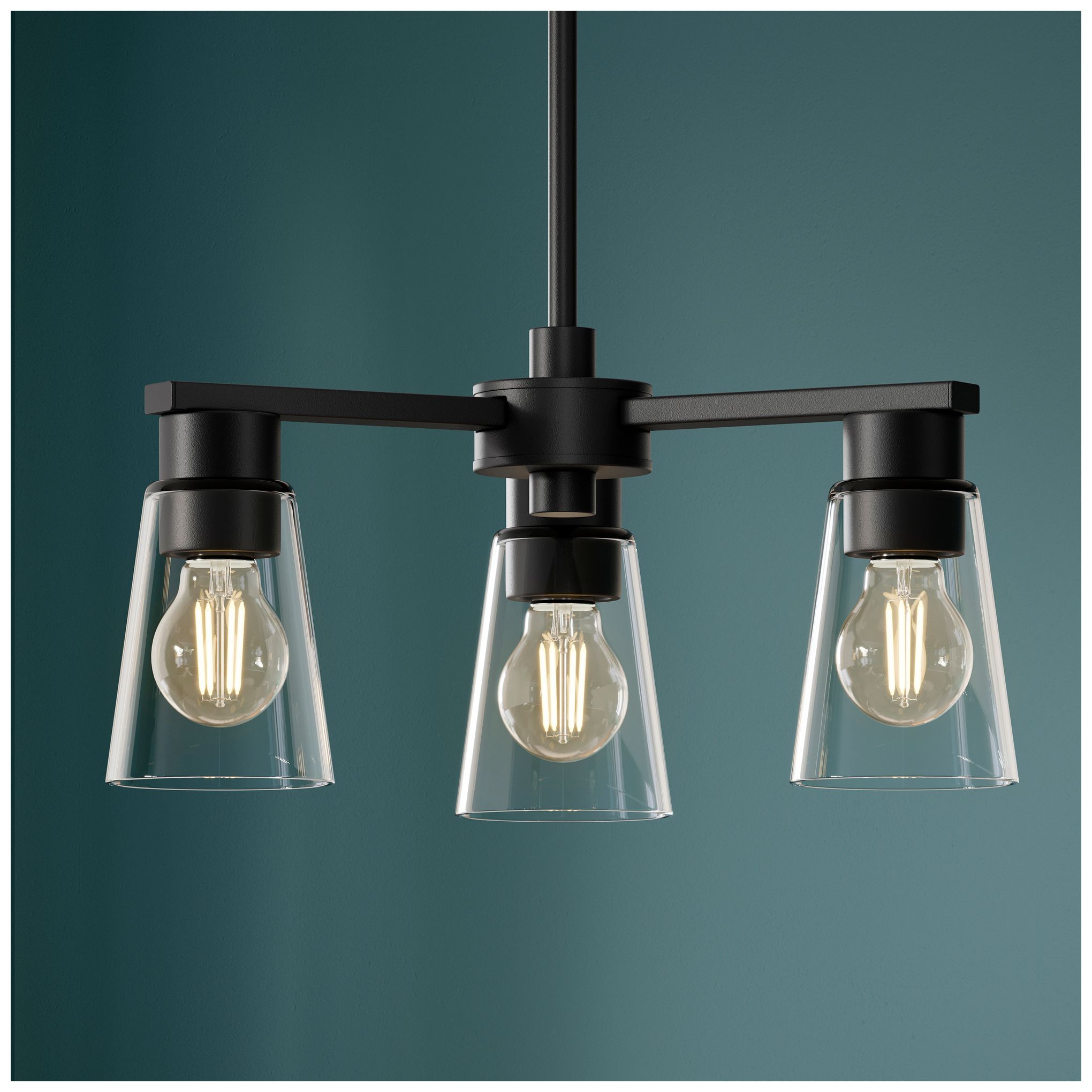 Image 2 Kichler Stamos 18" 3-Light Chandelier with Clear Glass in Black more views