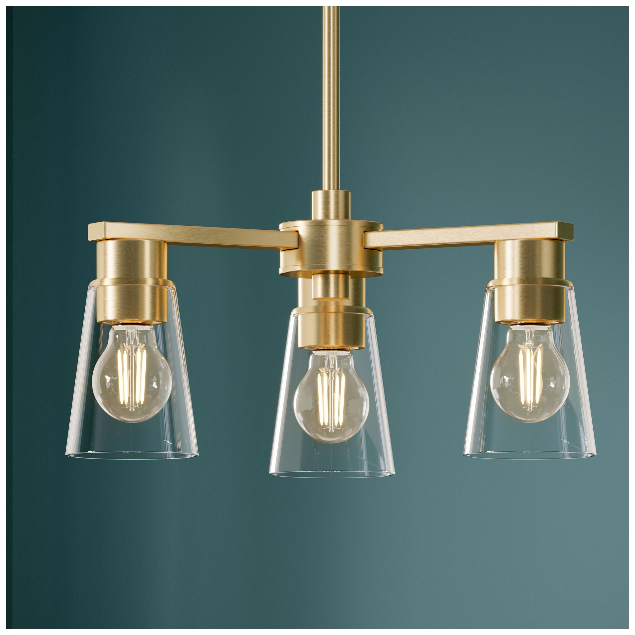Image 2 Kichler Stamos 18" 3-Light Chandelier with Clear Glass in Brushed Gold more views
