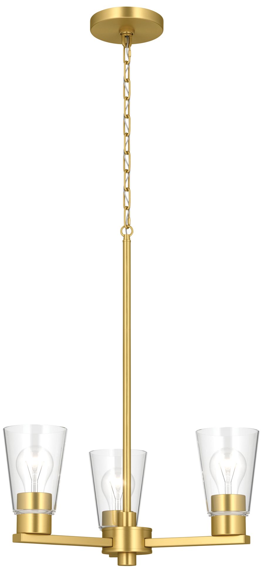 Image 3 Kichler Stamos 18" 3-Light Chandelier with Clear Glass in Brushed Gold more views