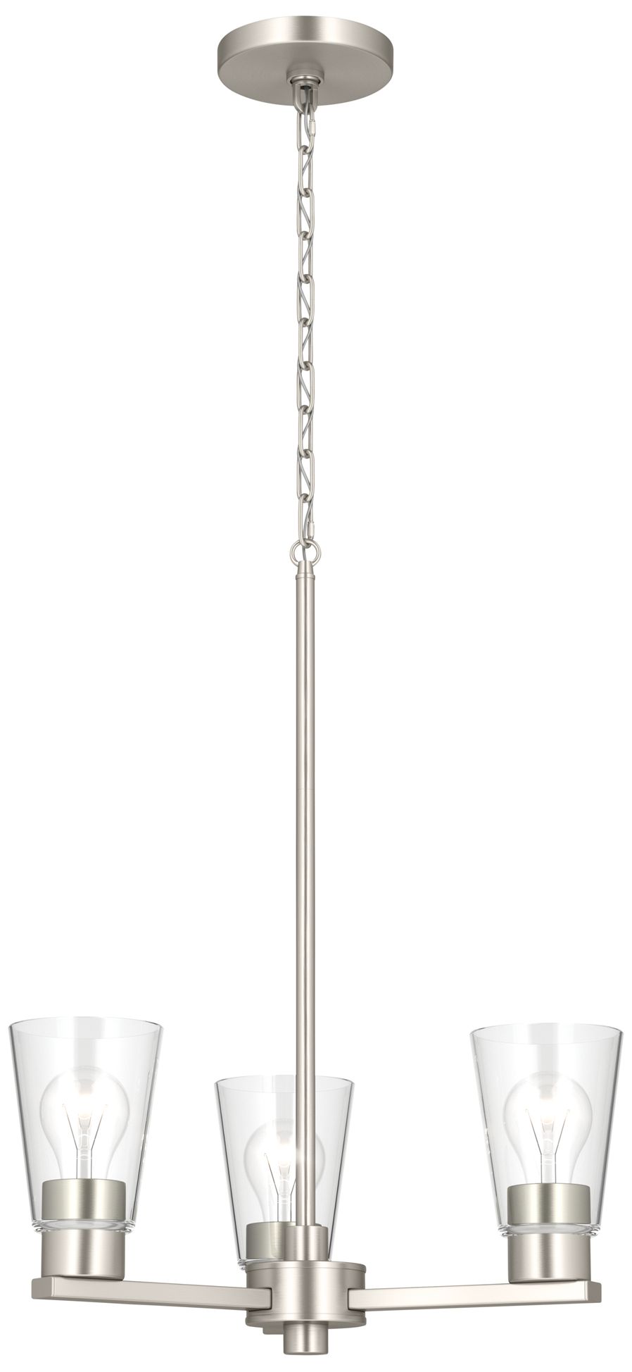 Kichler Stamos 18" 3-Light Chandelier with Clear Glass in Brushed Nickel