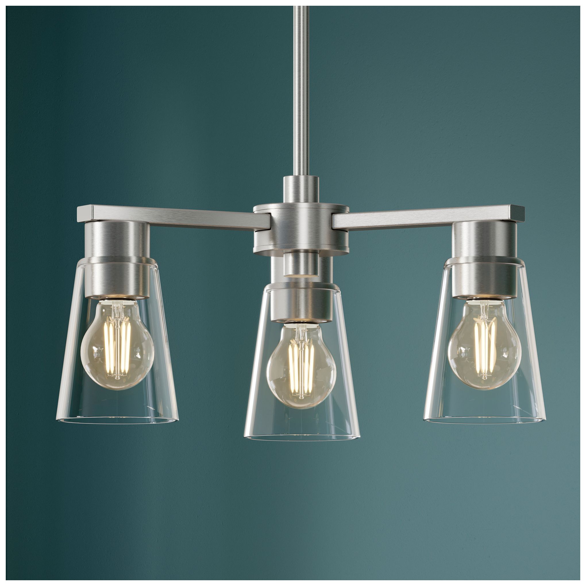 Image 2 Kichler Stamos 18" 3-Light Chandelier with Clear Glass in Brushed Nickel more views