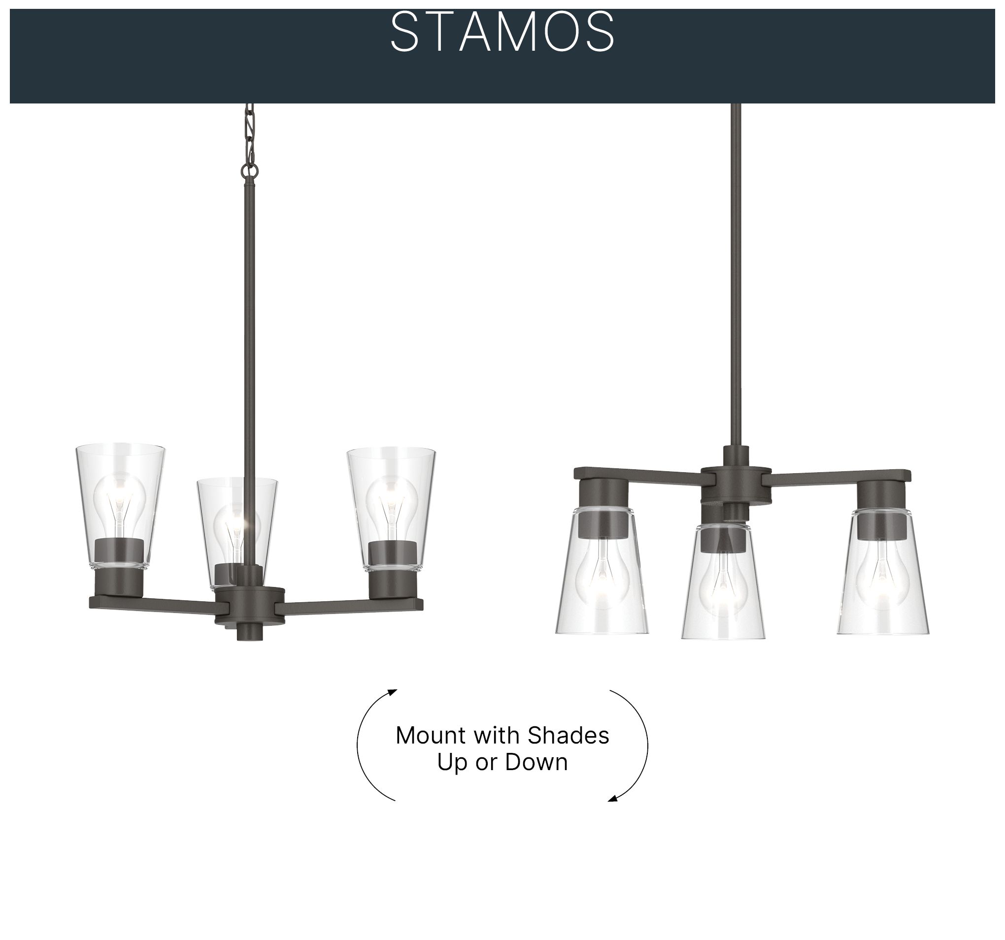Image 6 Kichler Stamos 18" 3-Light Chandelier with Clear Glass in Olde Bronze more views