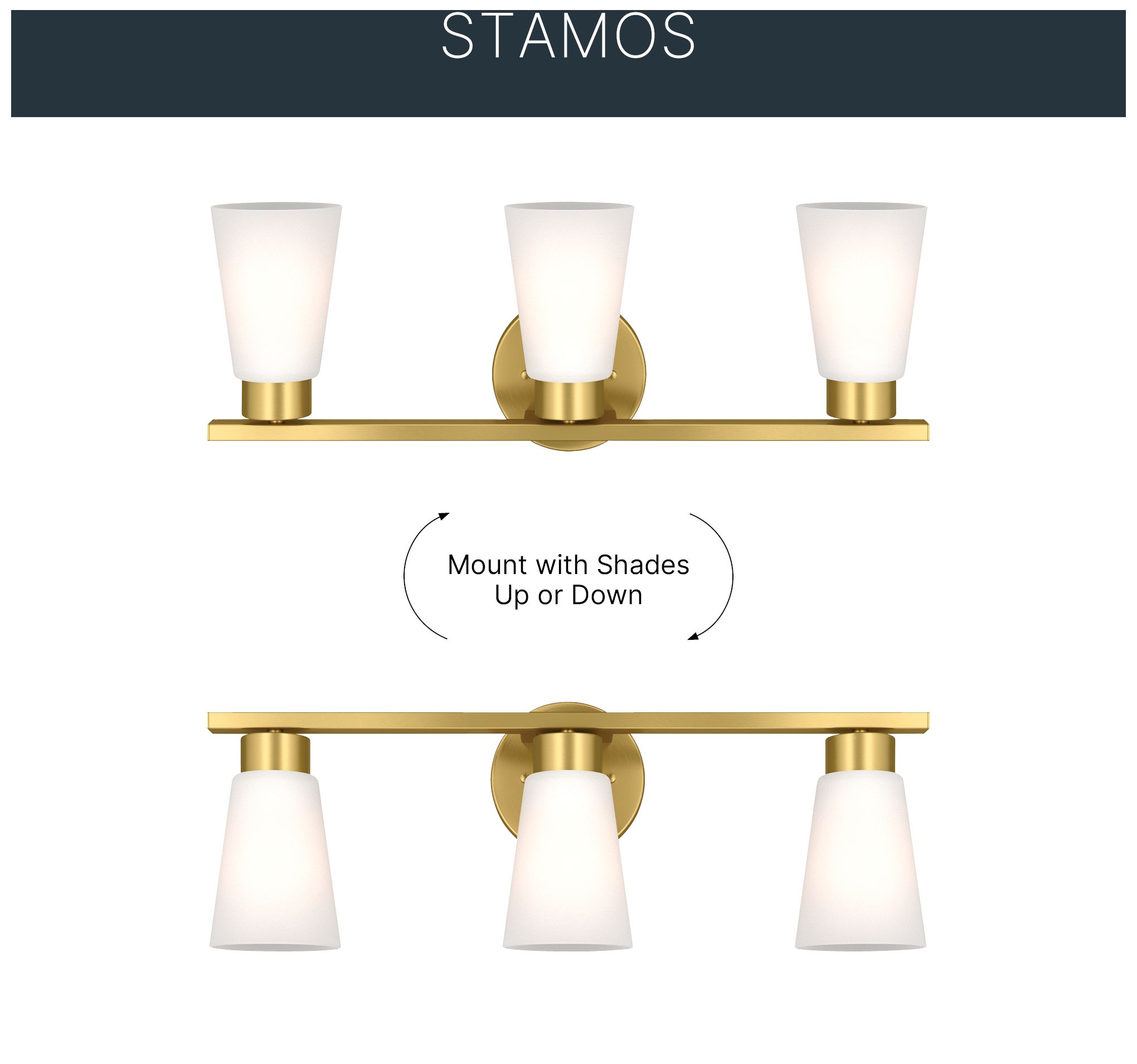 Image 5 Kichler Stamos 22.25" 3-Light Brushed Gold Vanity Light Satin Etched Glass more views