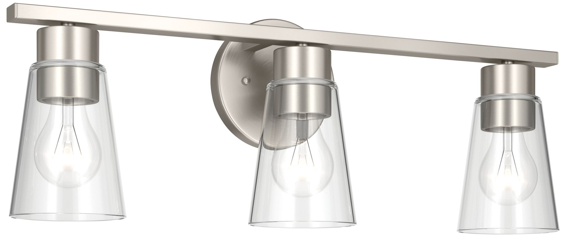 Kichler Stamos 22.25" 3-Light Brushed Nickel Vanity Light with Clear Glass