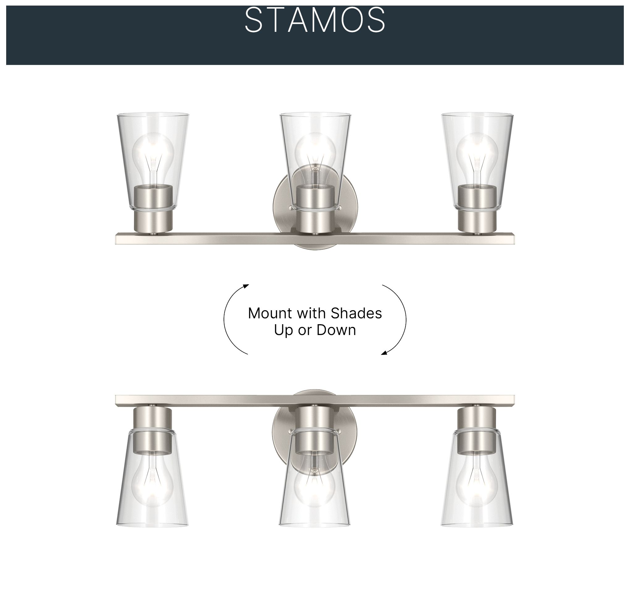 Image 5 Kichler Stamos 22.25" 3-Light Brushed Nickel Vanity Light with Clear Glass more views