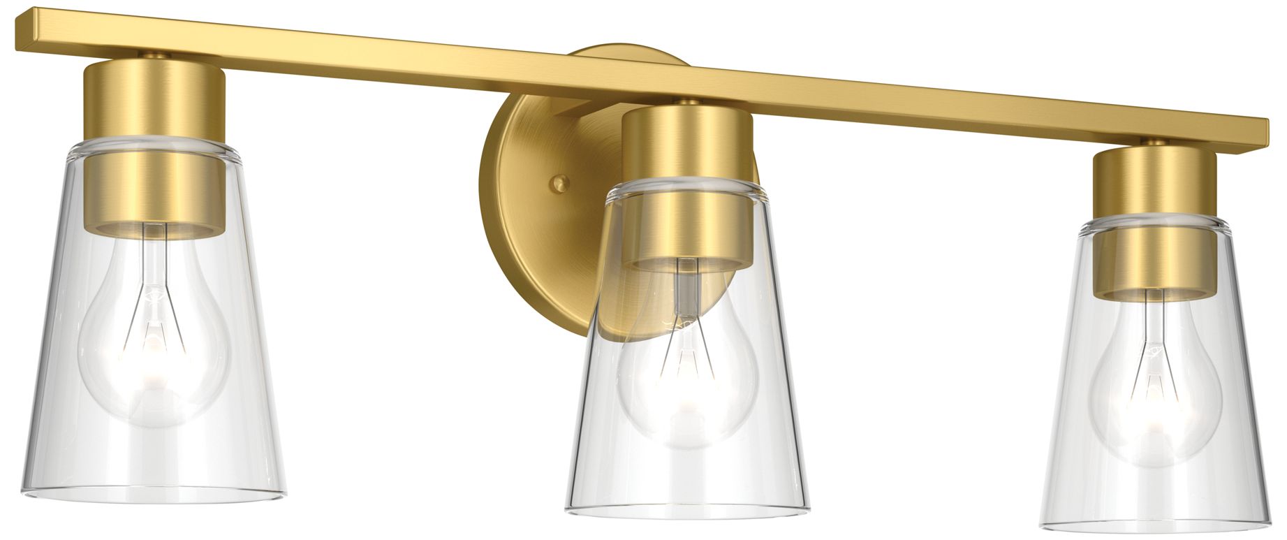 Kichler Stamos 22.25" 3-Light Vanity Light with Clear Glass in Brushed Gold