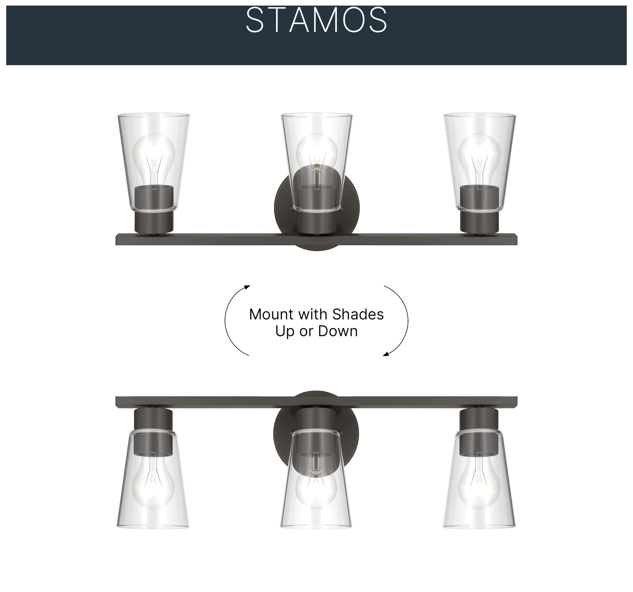 Image 5 Kichler Stamos 22.25" 3-Light Vanity Light with Clear Glass in Olde Bronze more views