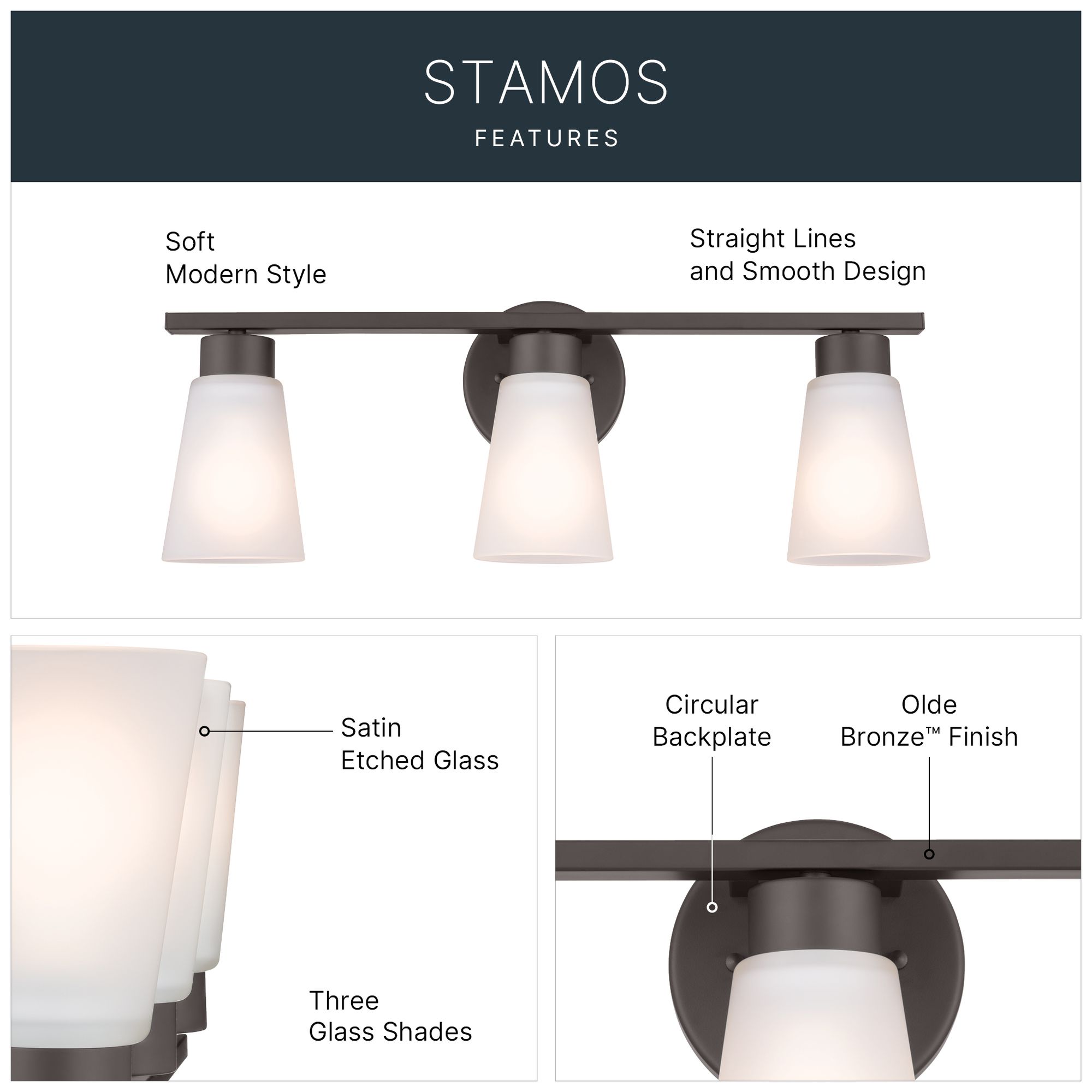 Kichler Stamos 22 1/4" Wide Olde Bronze 3-Light Bath Light