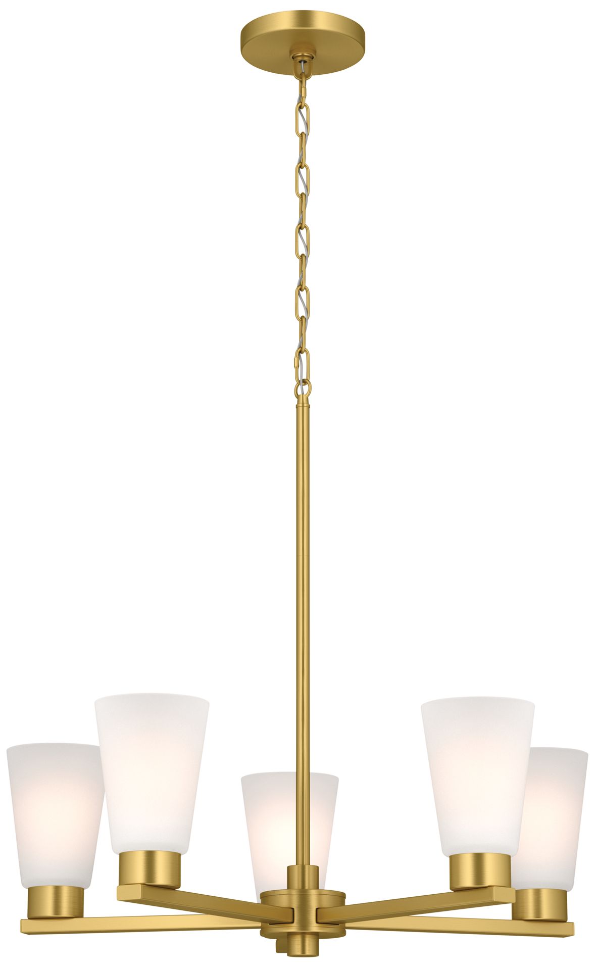 Image 3 Kichler Stamos 24" 5-Light Brushed Gold Chandelier with Satin Etched Glass more views