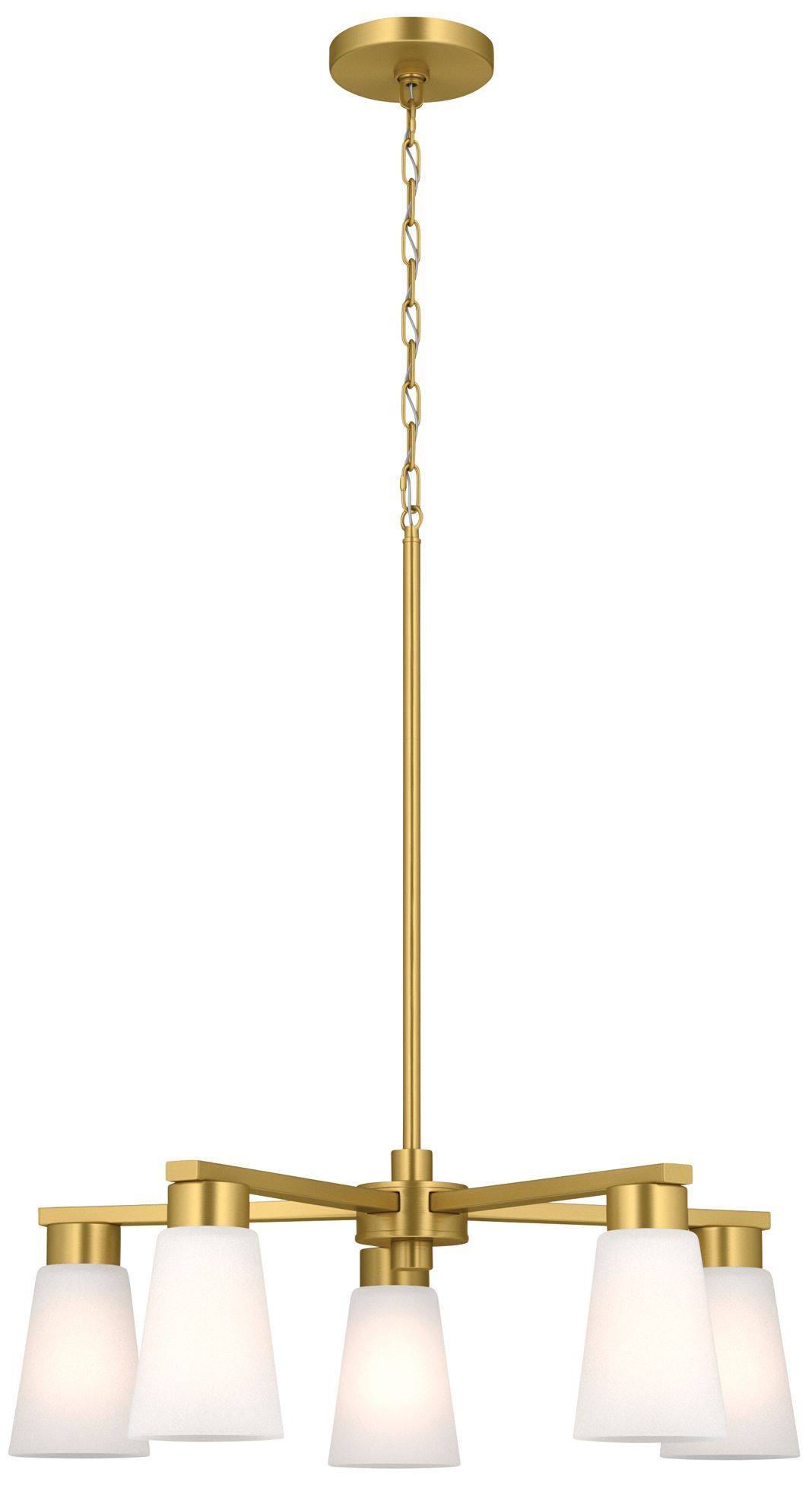 Image 4 Kichler Stamos 24" 5-Light Brushed Gold Chandelier with Satin Etched Glass more views