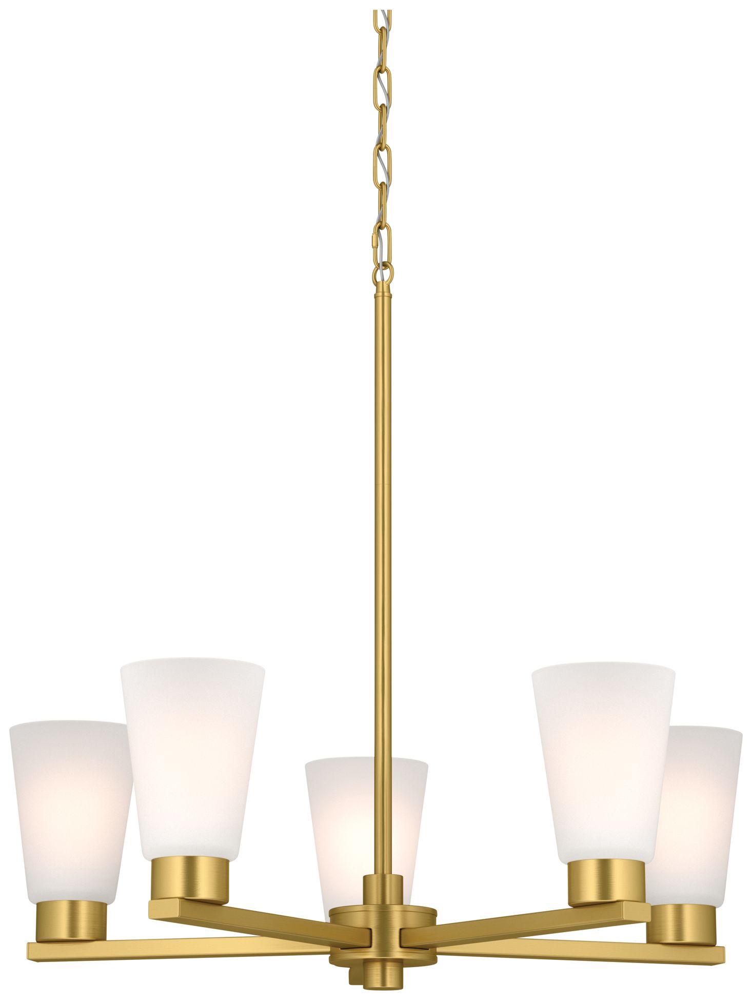 Image 7 Kichler Stamos 24" 5-Light Brushed Gold Chandelier with Satin Etched Glass more views