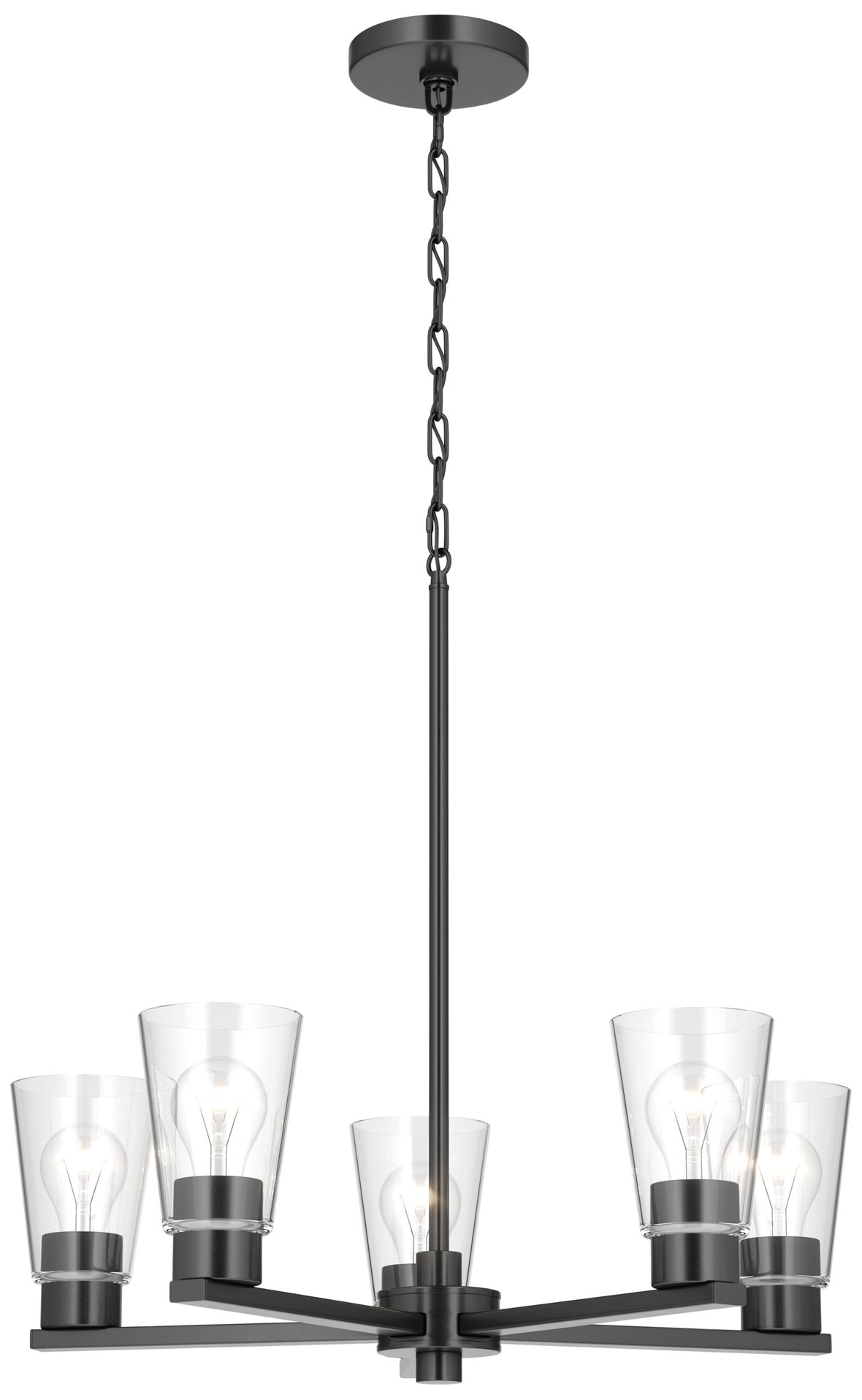 Kichler Stamos 24" 5-Light Chandelier with Clear Glass in Black
