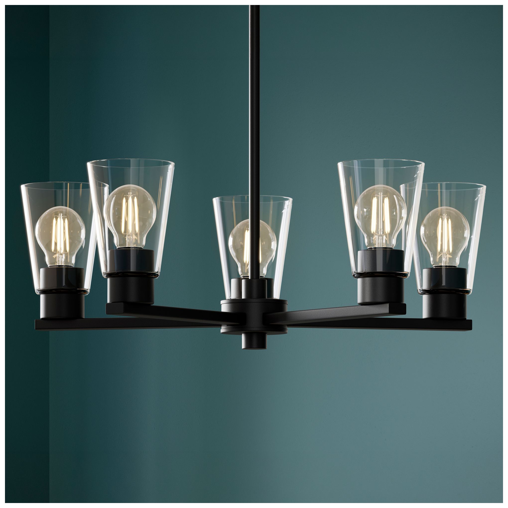 Image 2 Kichler Stamos 24" 5-Light Chandelier with Clear Glass in Black more views