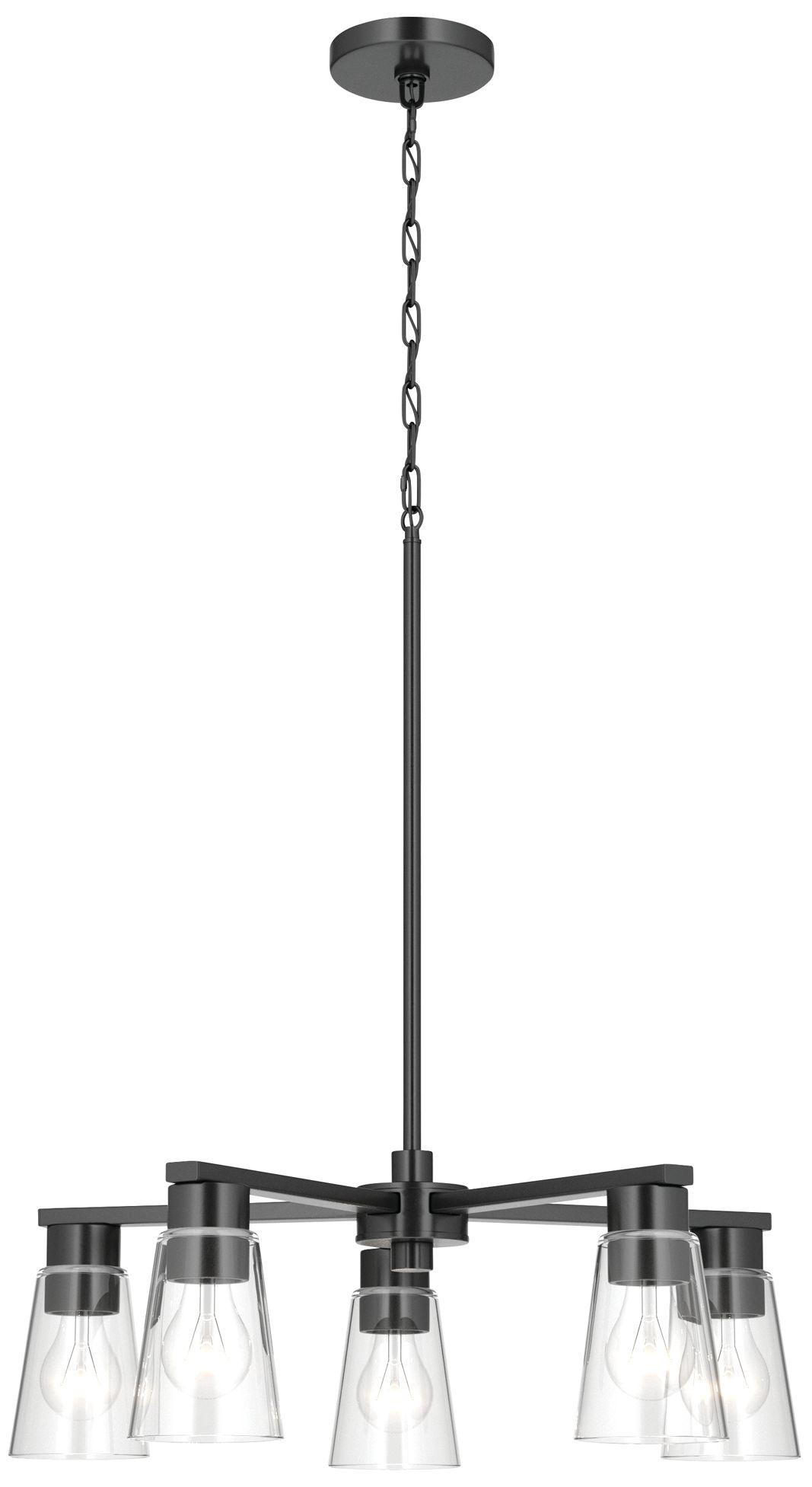 Image 4 Kichler Stamos 24" 5-Light Chandelier with Clear Glass in Black more views