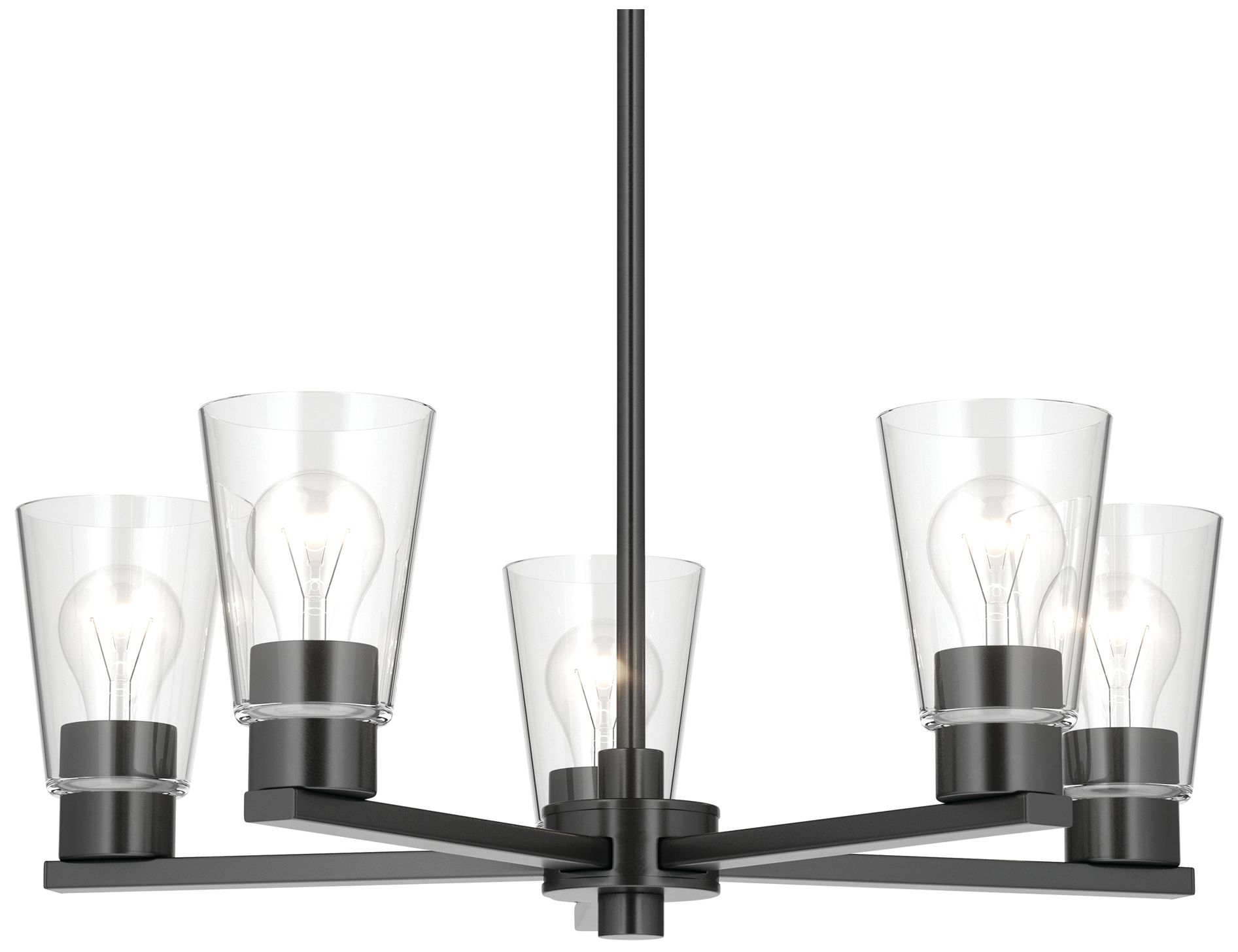 Image 7 Kichler Stamos 24" 5-Light Chandelier with Clear Glass in Black more views
