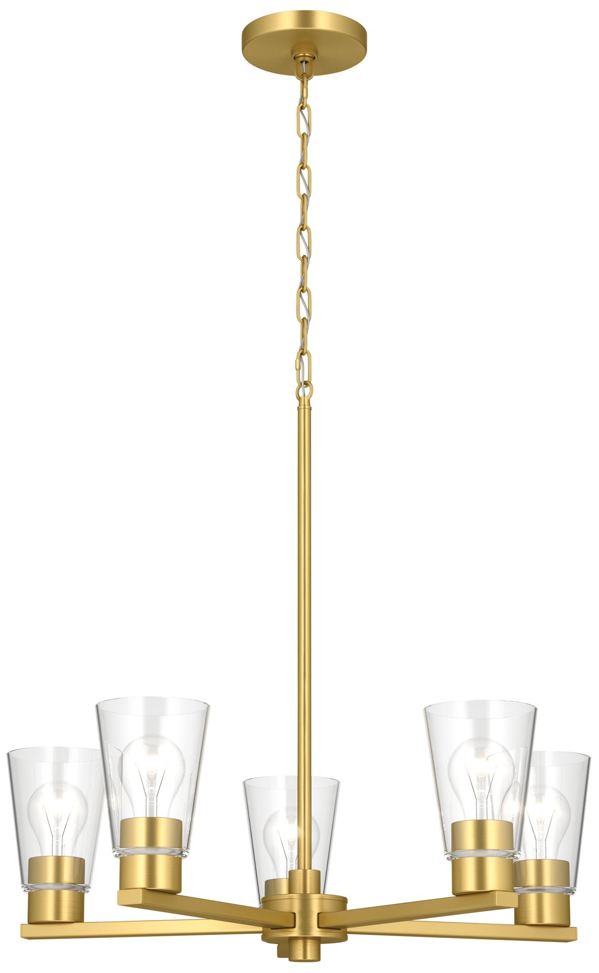 Kichler Stamos 24" 5-Light Chandelier with Clear Glass in Brushed Gold