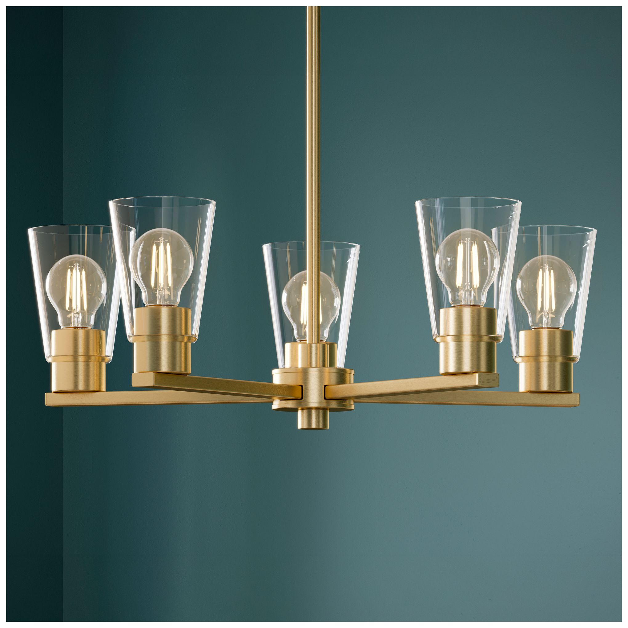 Image 2 Kichler Stamos 24" 5-Light Chandelier with Clear Glass in Brushed Gold more views