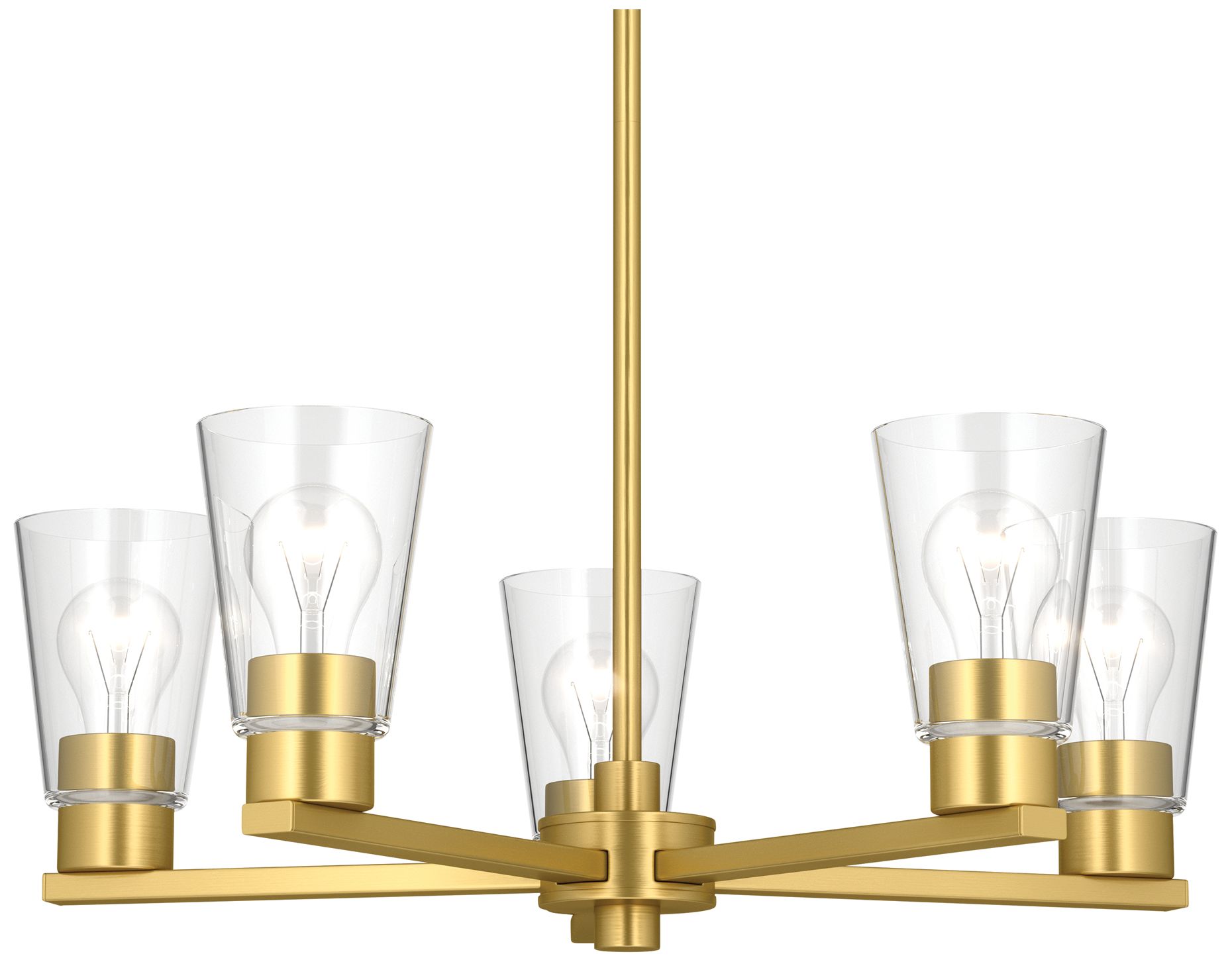Image 7 Kichler Stamos 24" 5-Light Chandelier with Clear Glass in Brushed Gold more views