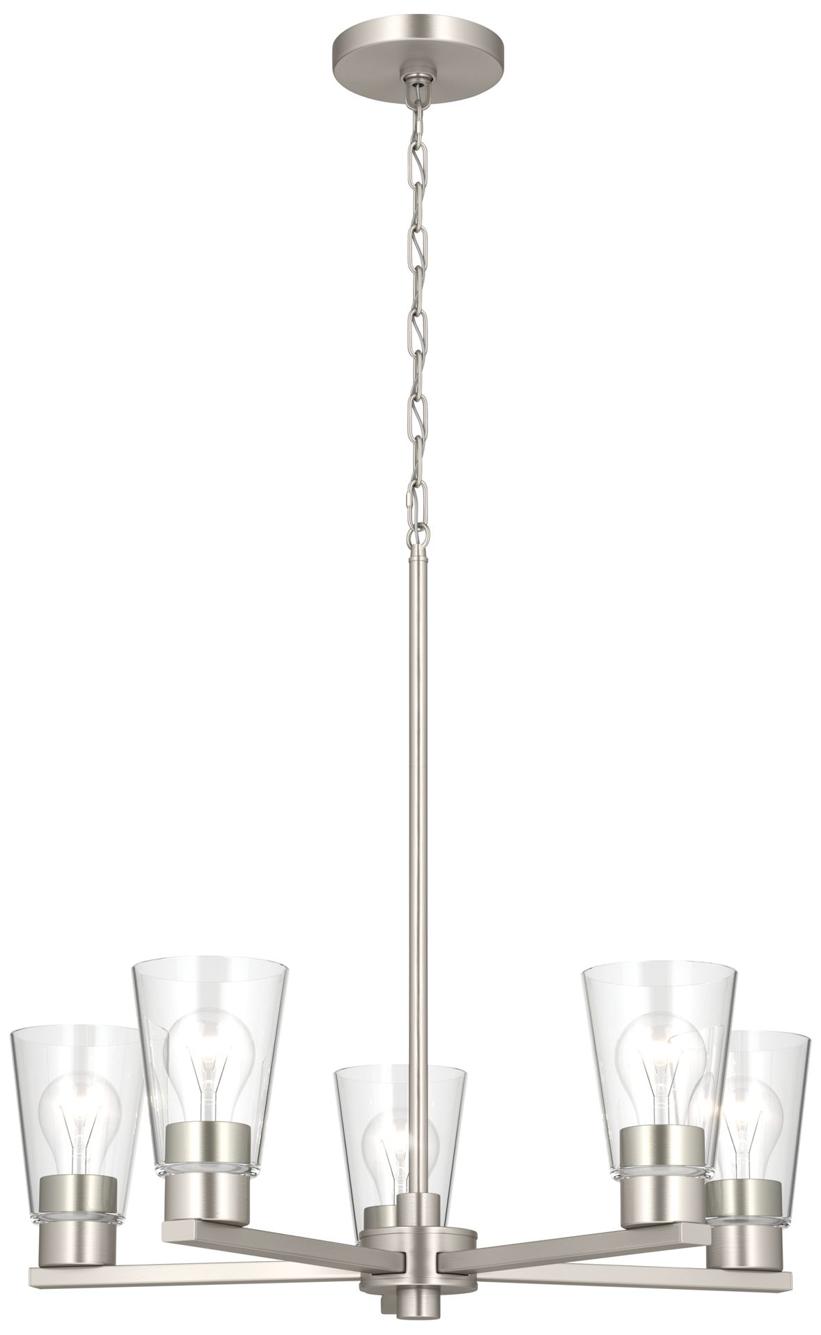 Kichler Stamos 24" 5-Light Chandelier with Clear Glass in Brushed Nickel