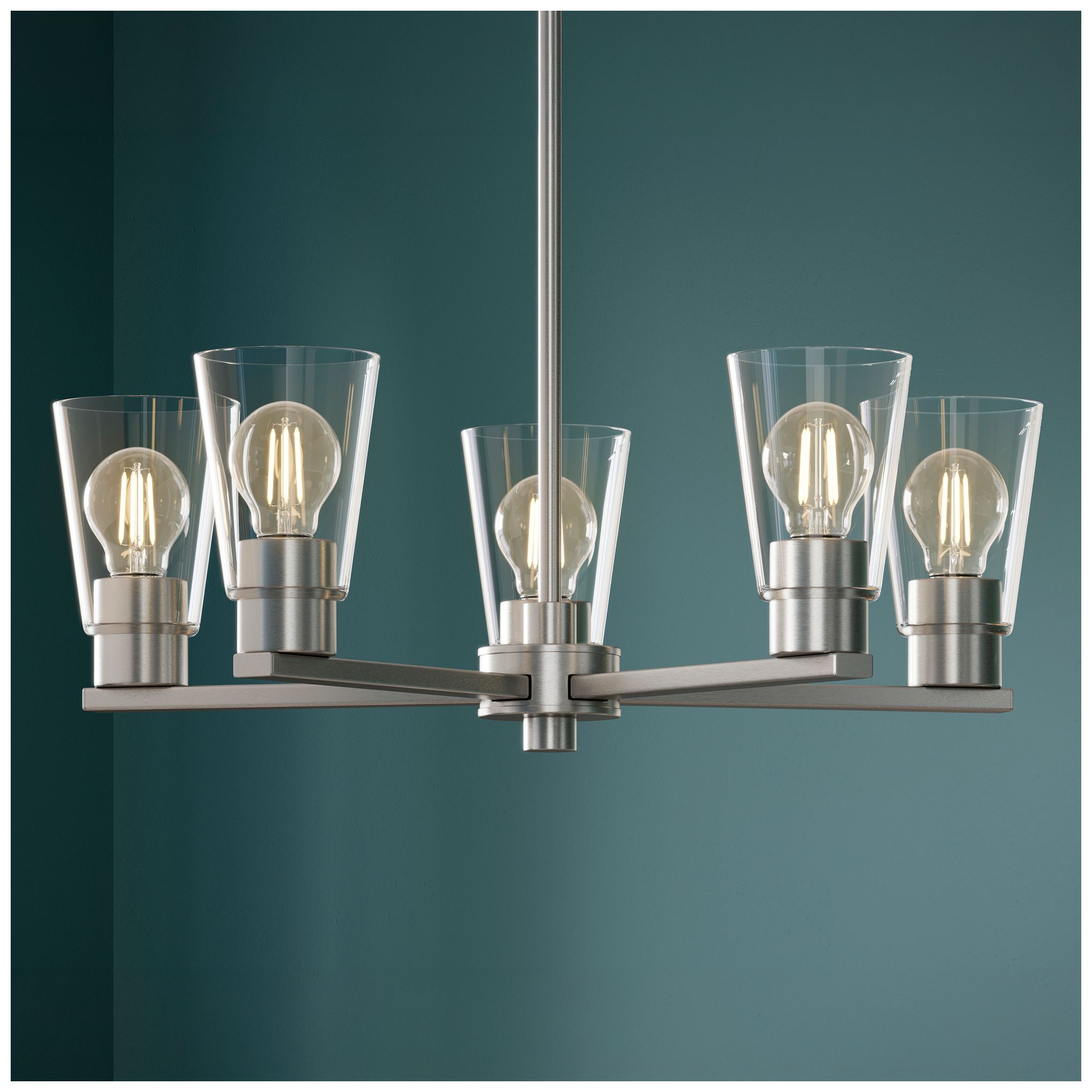 Image 2 Kichler Stamos 24" 5-Light Chandelier with Clear Glass in Brushed Nickel more views