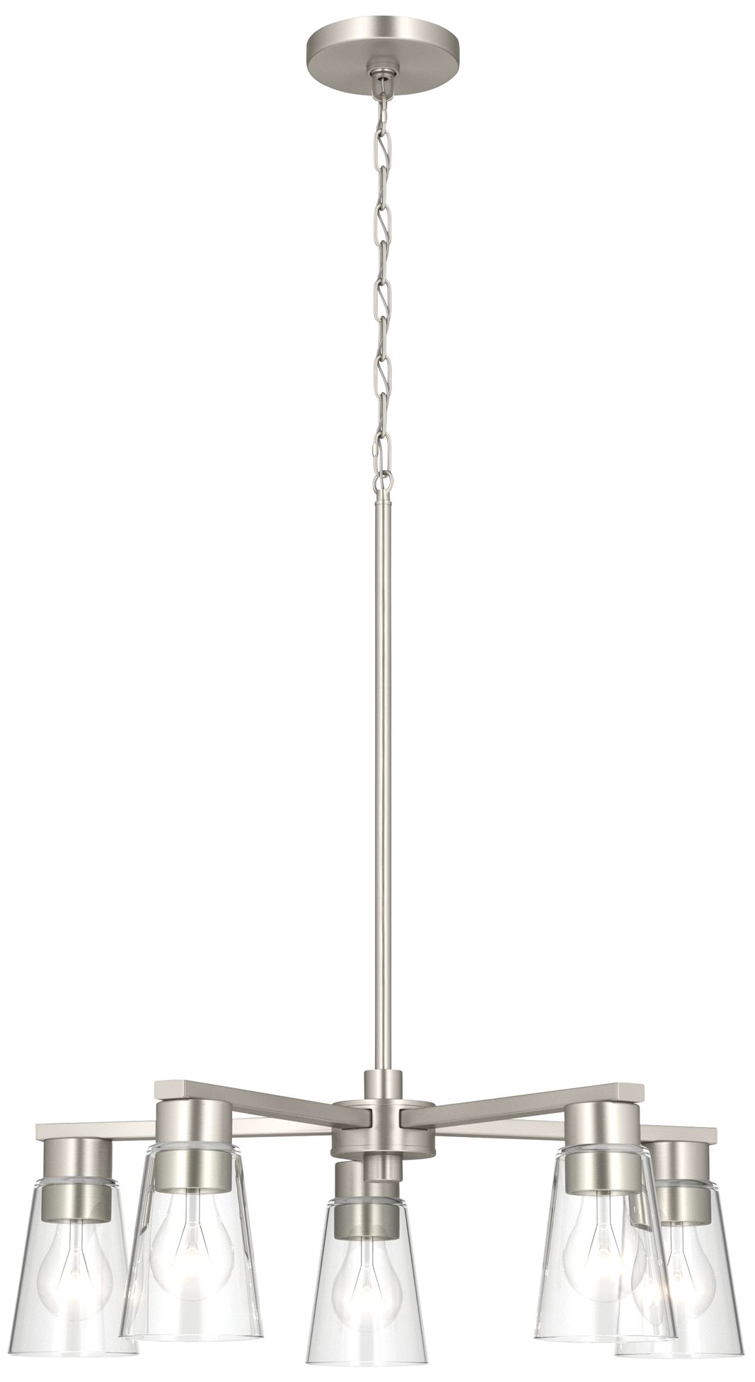 Image 4 Kichler Stamos 24" 5-Light Chandelier with Clear Glass in Brushed Nickel more views