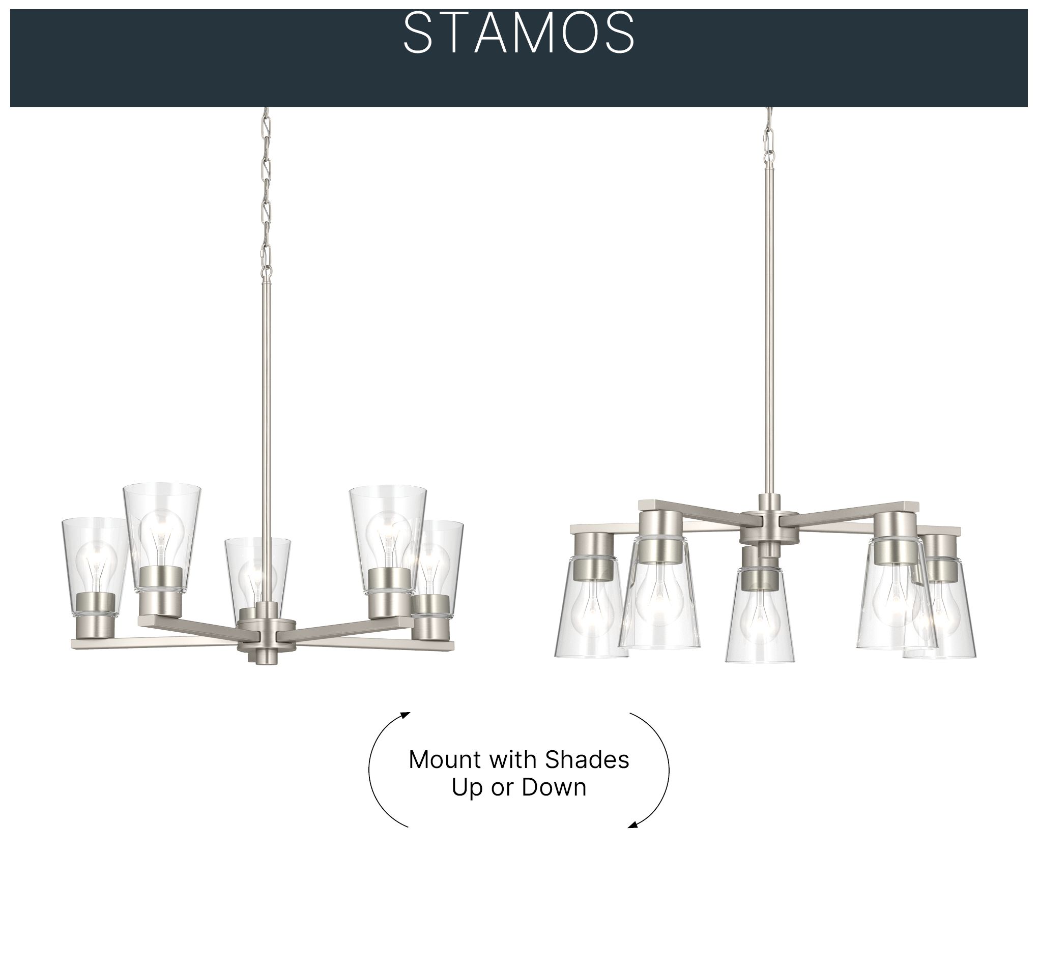 Image 6 Kichler Stamos 24" 5-Light Chandelier with Clear Glass in Brushed Nickel more views