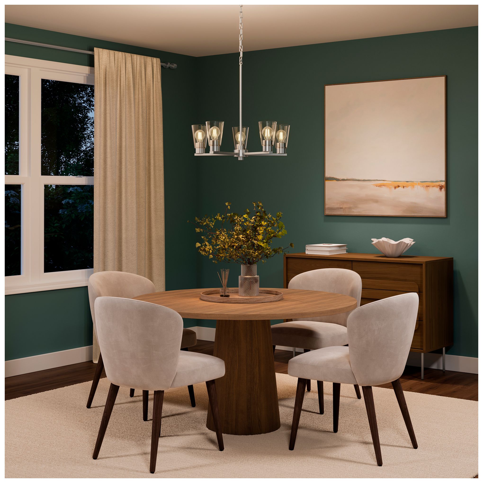 Kichler Stamos 24" 5-Light Chandelier with Clear Glass in Brushed Nickel